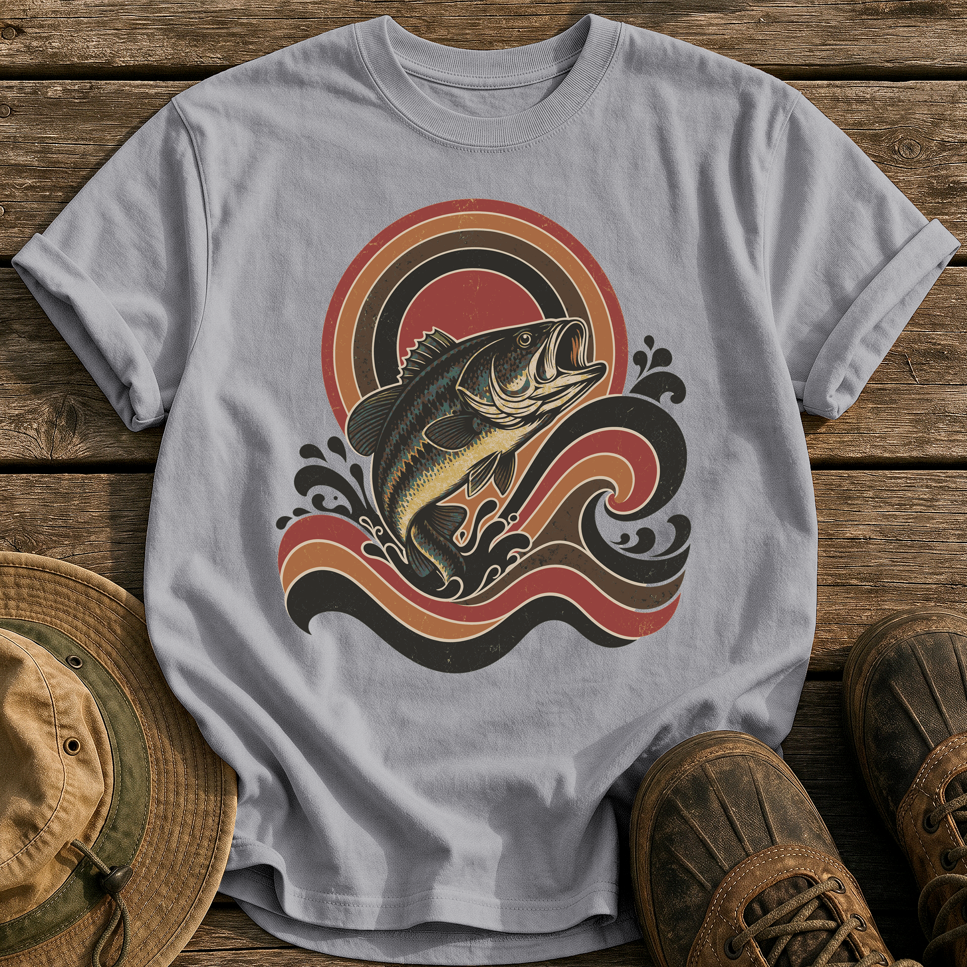 Retro Wave Bass tee - Grey - front