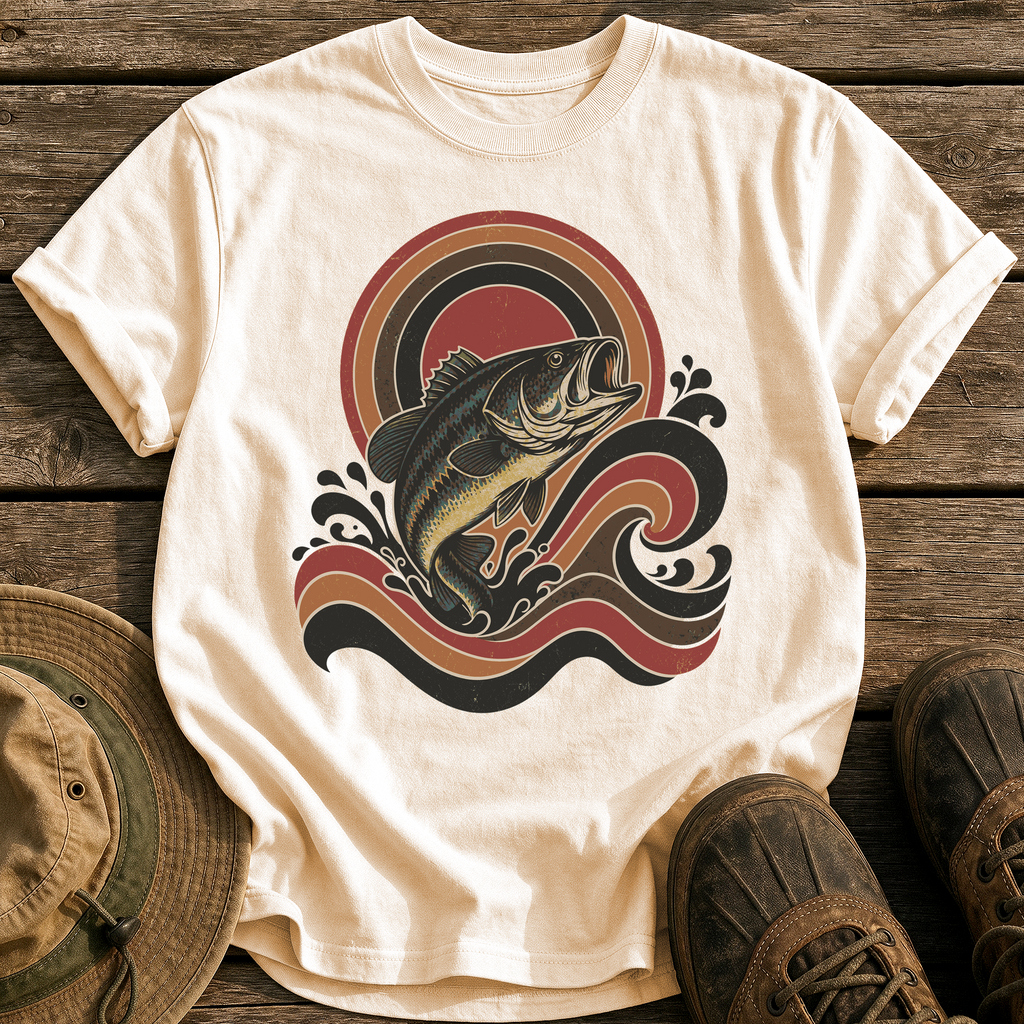 Retro Wave Bass tee - Ivory - front