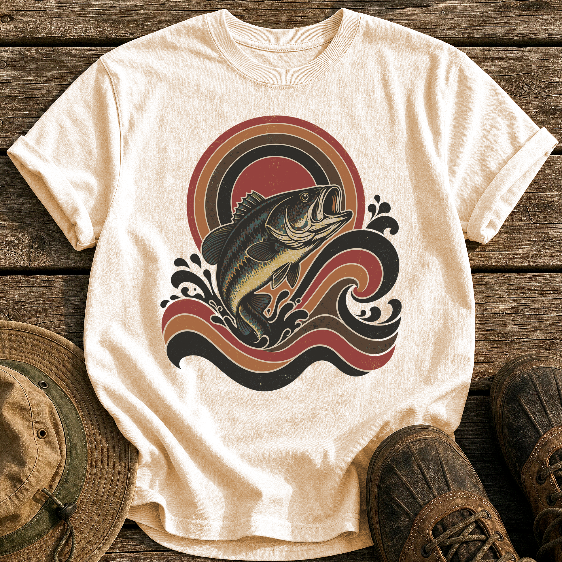 Retro Wave Bass tee - Ivory - front