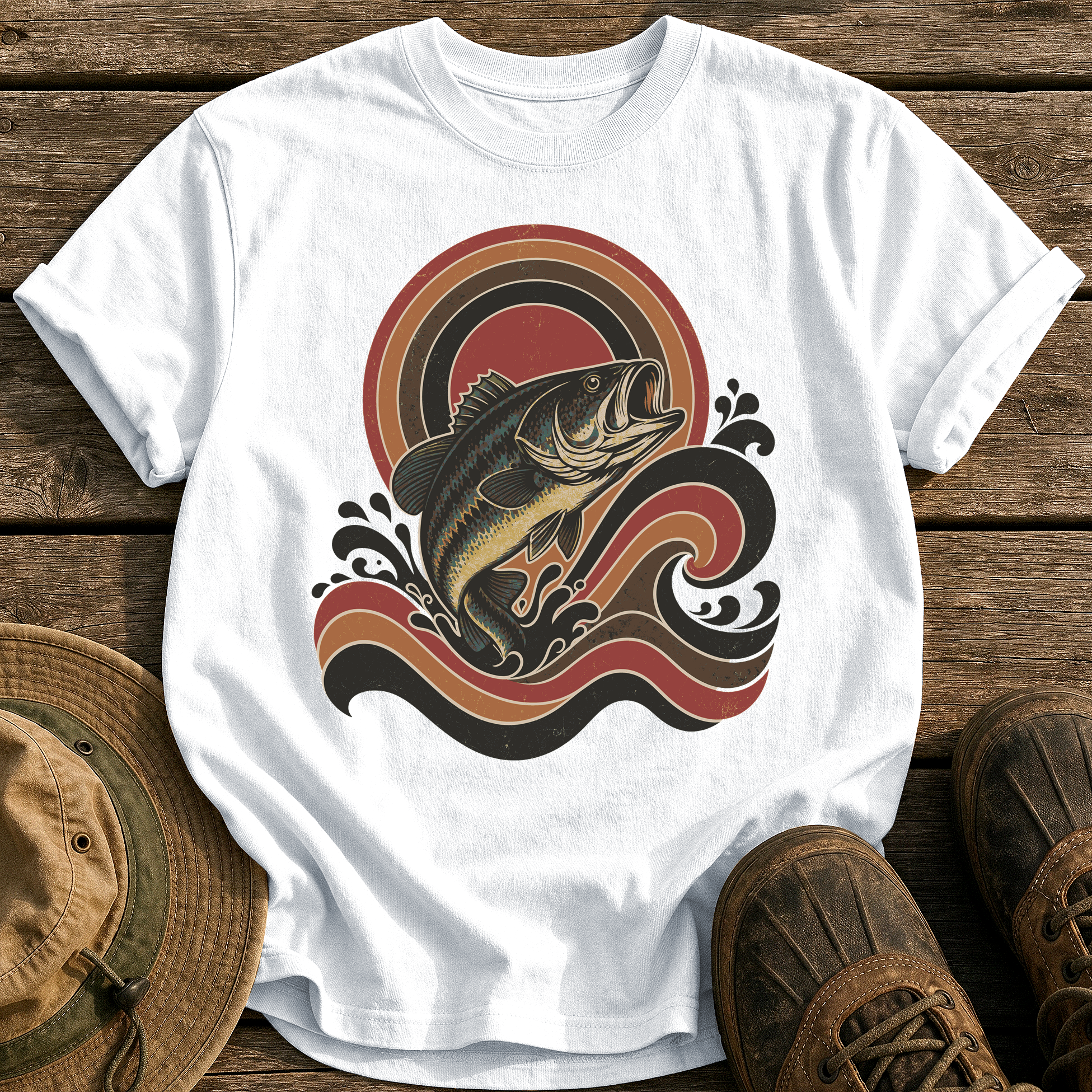 Retro Wave Bass tee - White - front