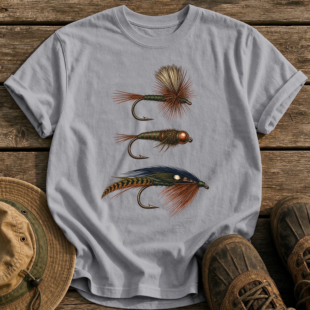 Hand-Tied Flies tee - Grey - front