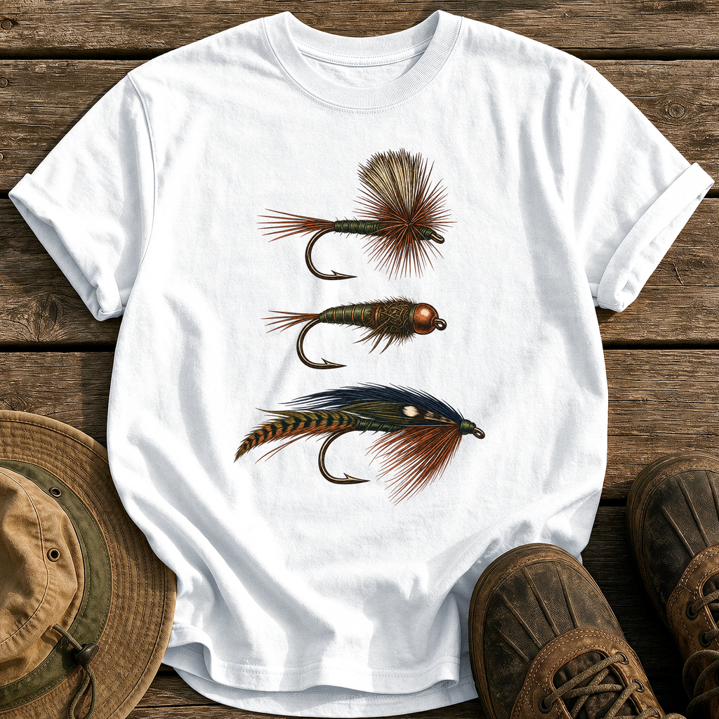 Hand-Tied Flies tee - White - front