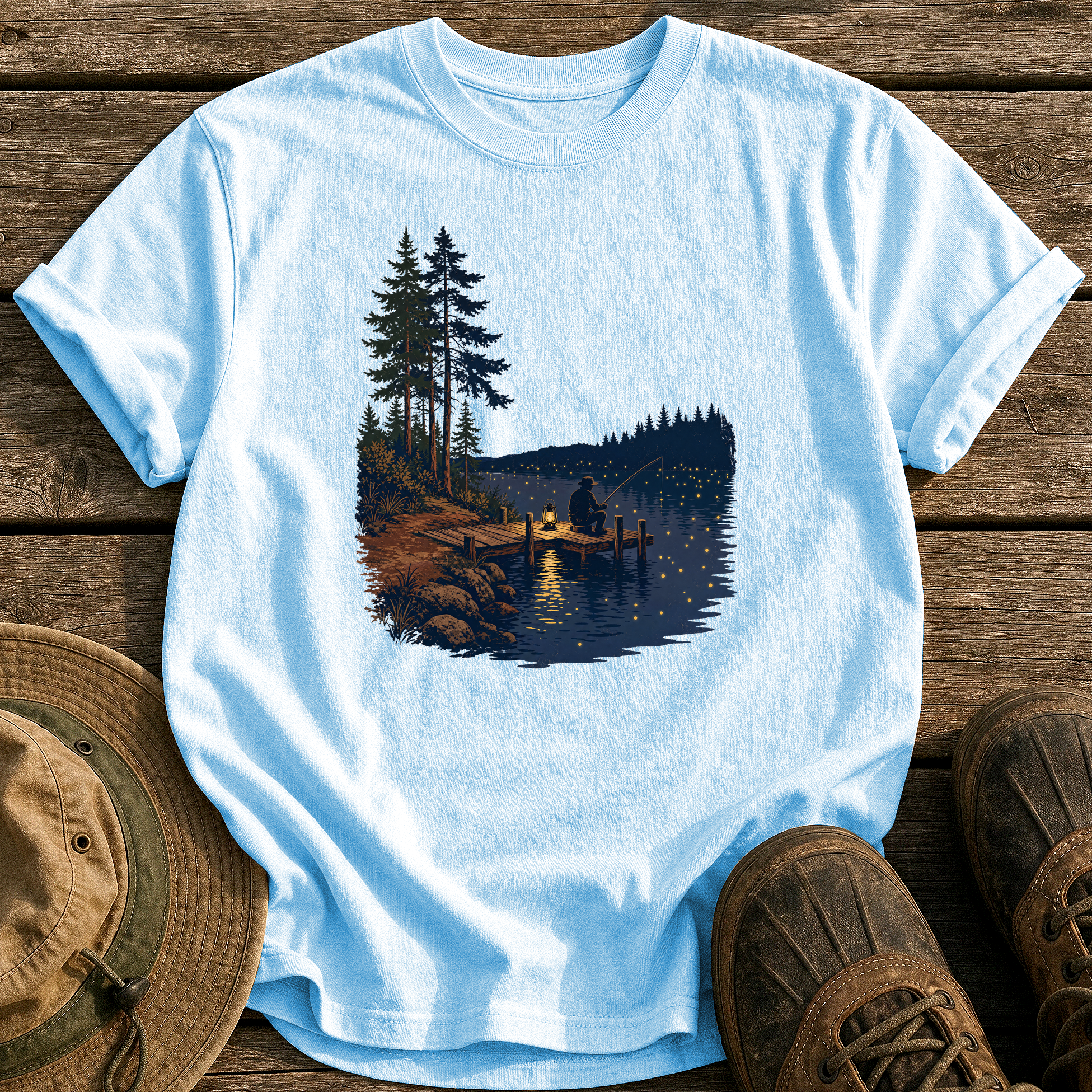 Fireflies & Lantern Light tee - Chambray - front