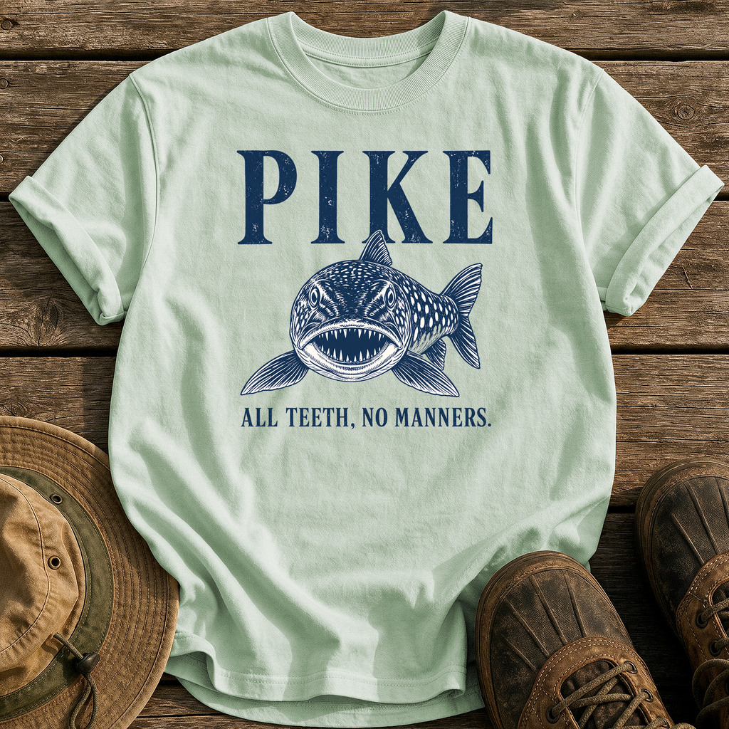 Pike: All Teeth, No Manners tee - Bay - front