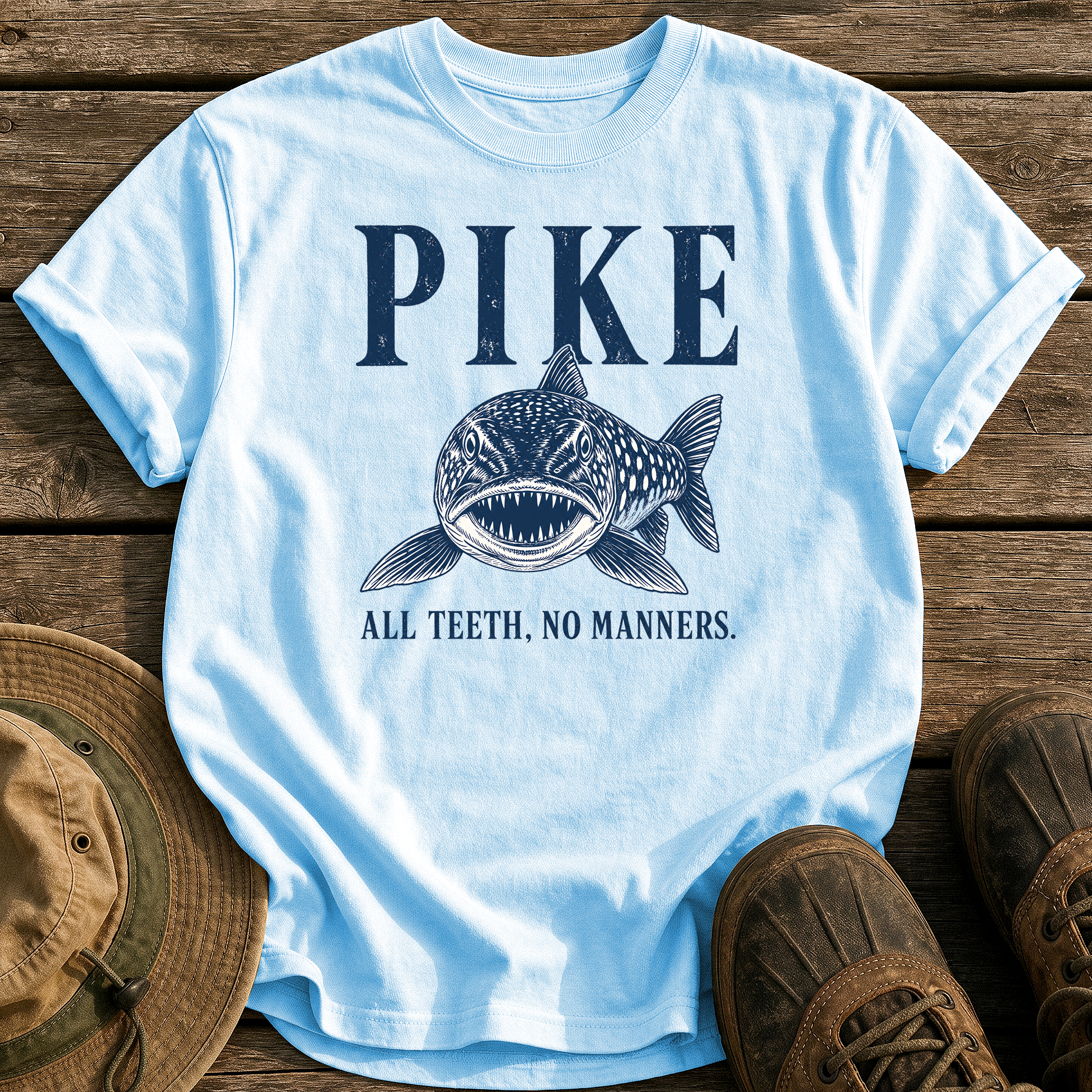 Pike: All Teeth, No Manners tee - Chambray - front