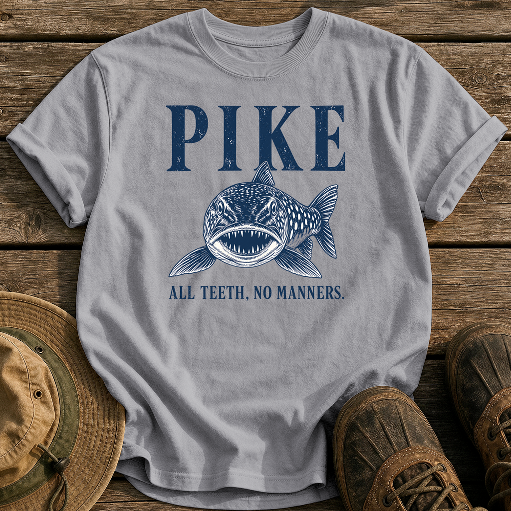 Pike: All Teeth, No Manners tee - Grey - front