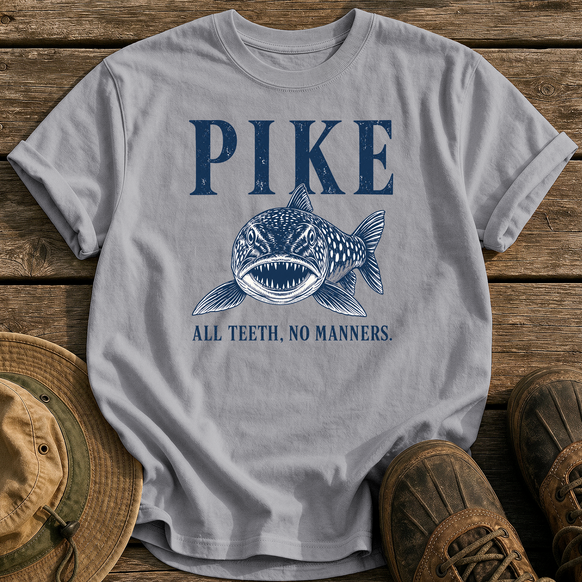 Pike: All Teeth, No Manners tee - Grey - front