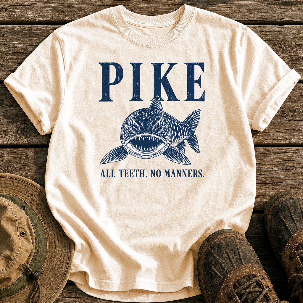 Pike: All Teeth, No Manners tee - Ivory - front