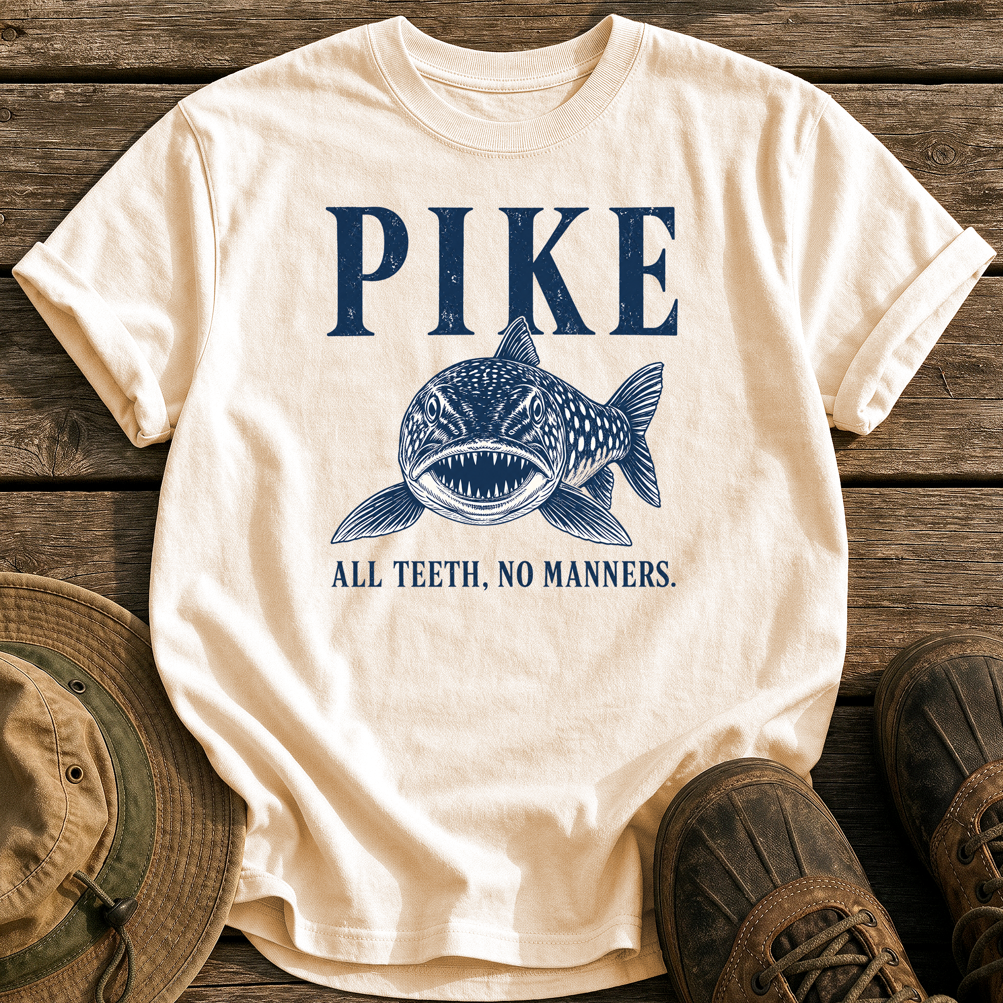Pike: All Teeth, No Manners tee - Ivory - front