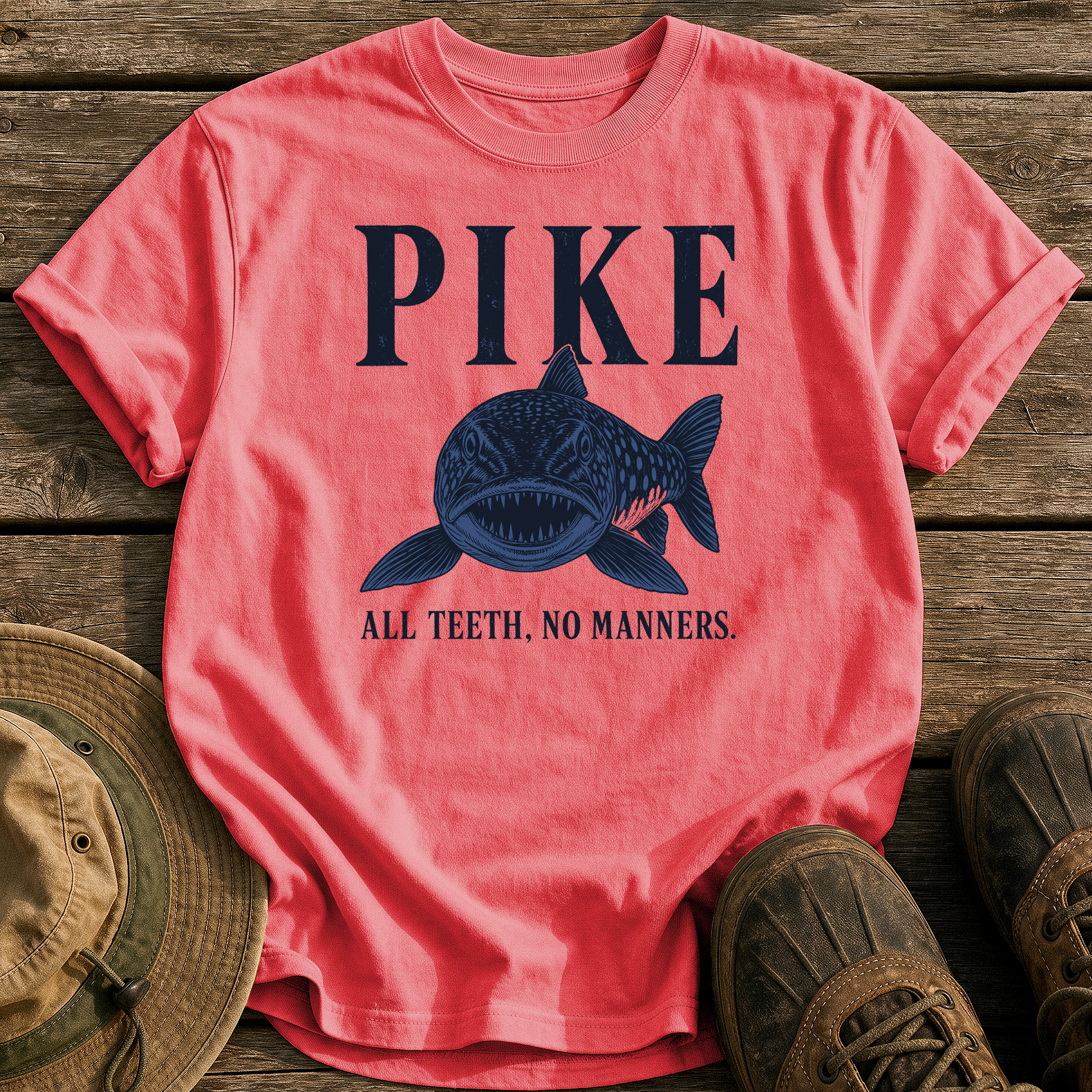 Pike: All Teeth, No Manners tee - Watermelon - front