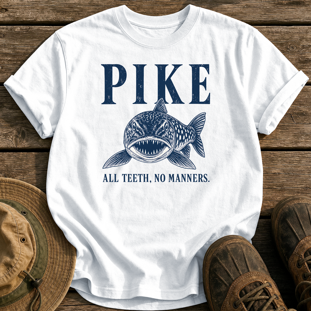 Pike: All Teeth, No Manners tee - White - front