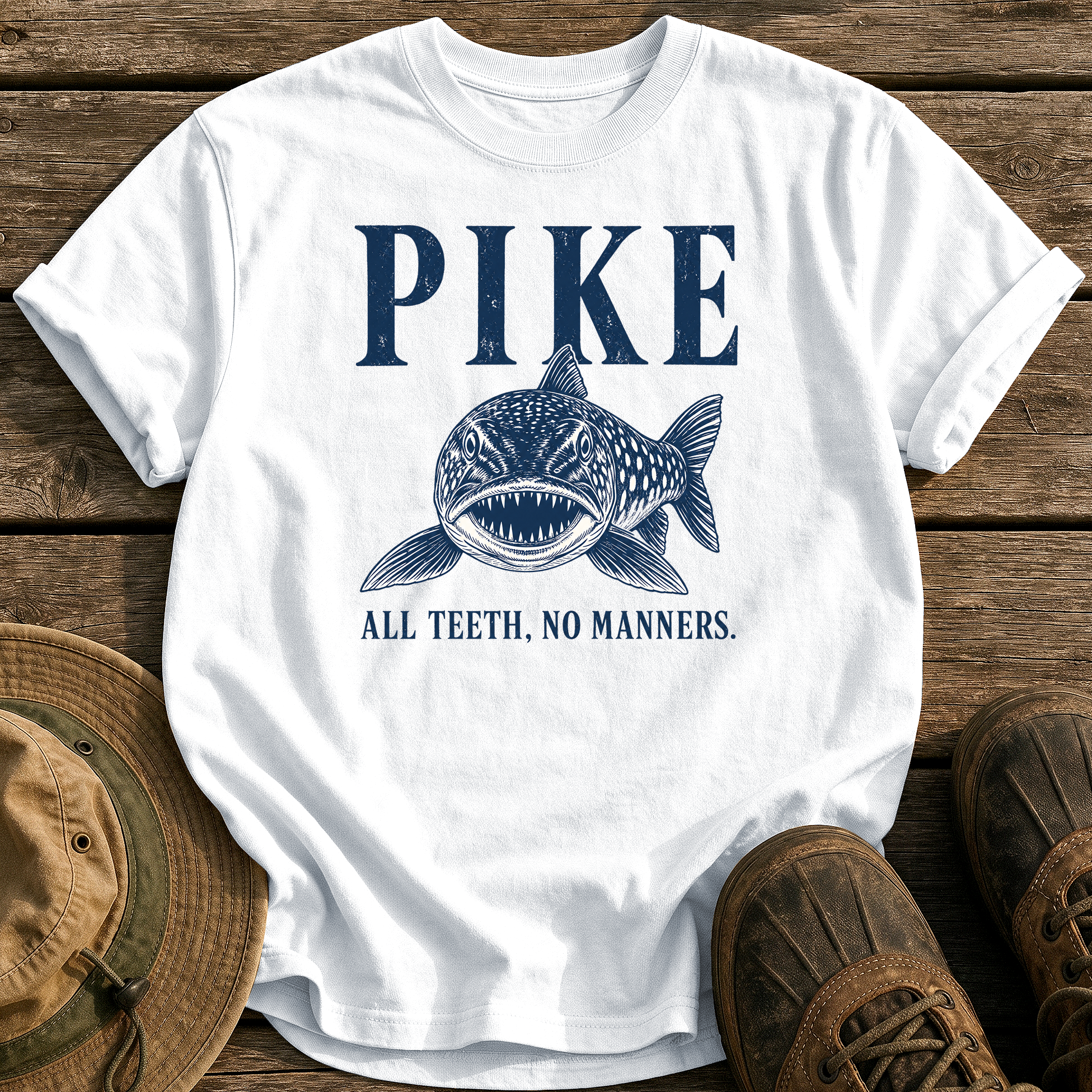 Pike: All Teeth, No Manners tee - White - front