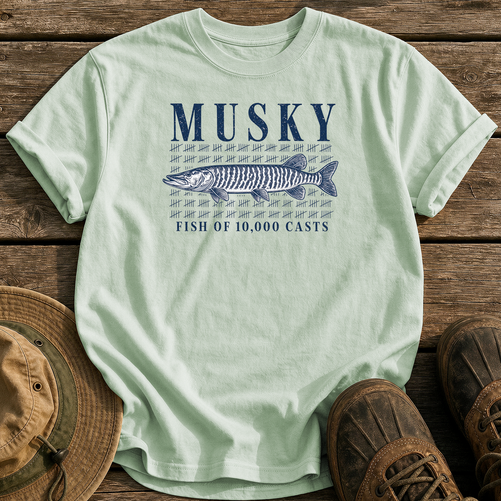 Musky: 10,000 Casts tee - Bay - front