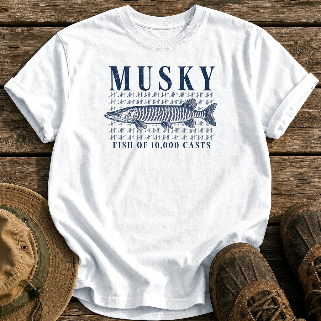 Musky: 10,000 Casts tee - White - front