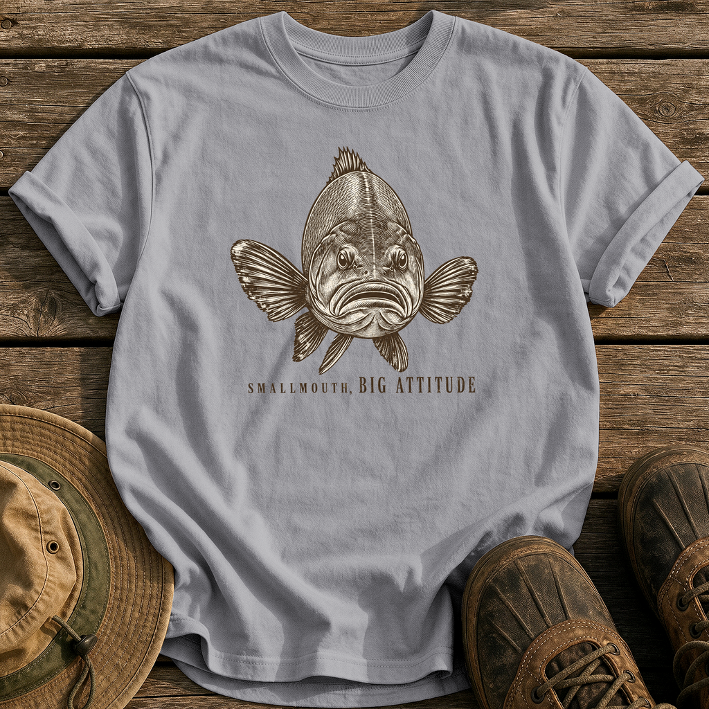 Smallmouth, Big Attitude tee - Grey - front