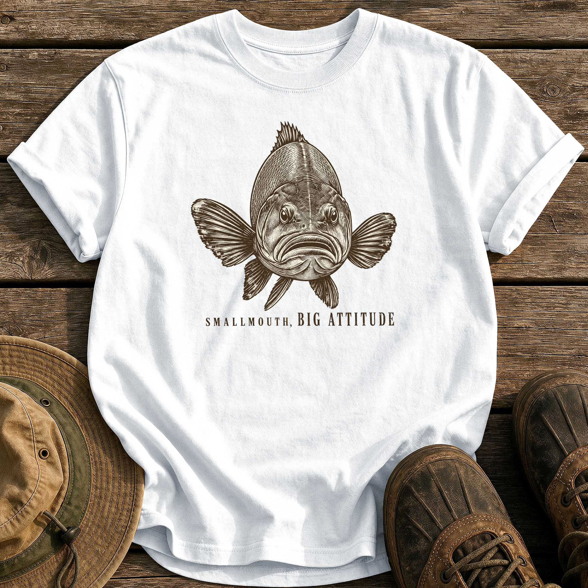 Smallmouth, Big Attitude tee - White - front