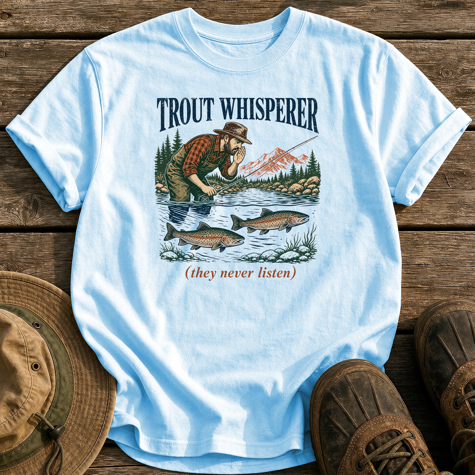 Trout Whisperer tee - Chambray - front