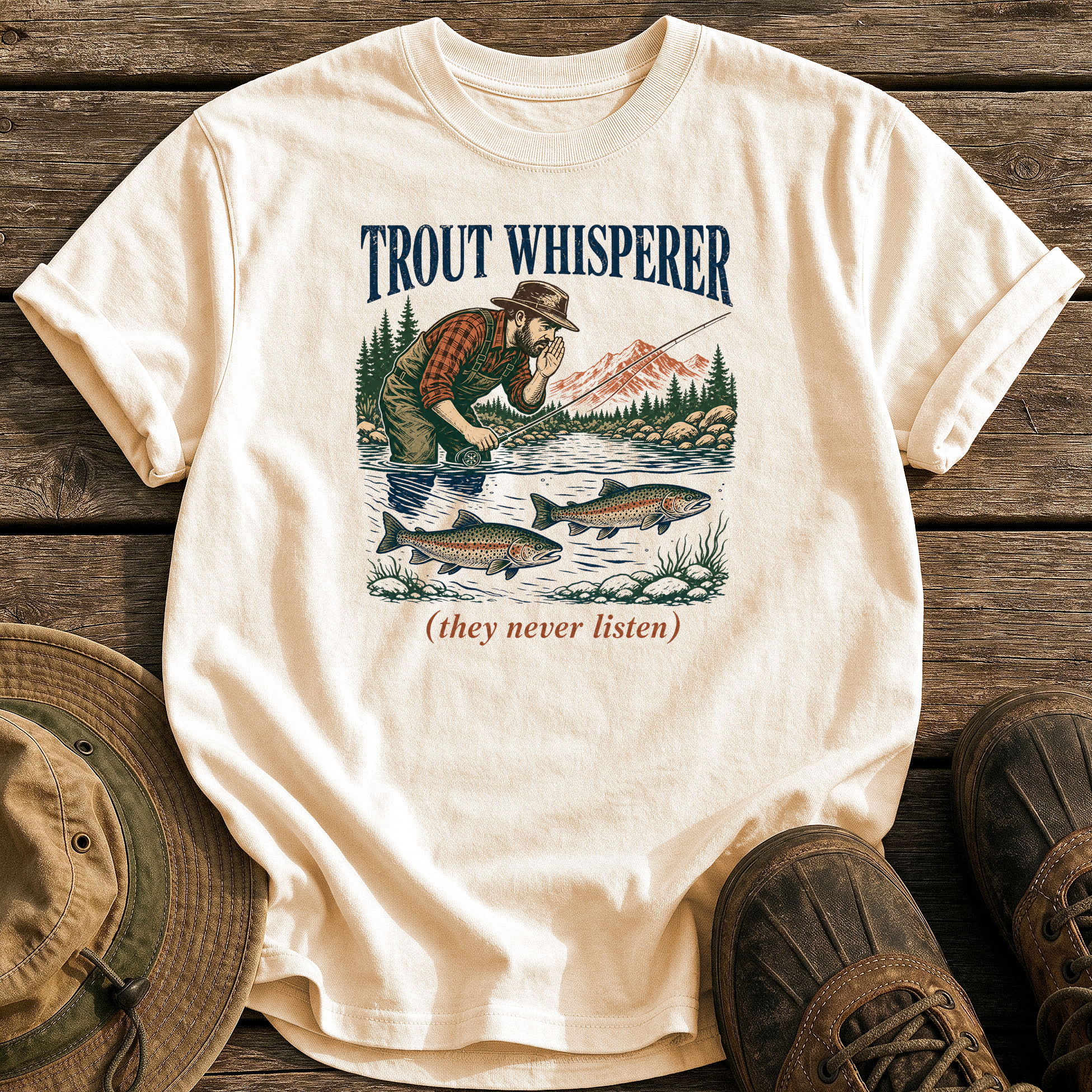 Trout Whisperer tee - Ivory - front