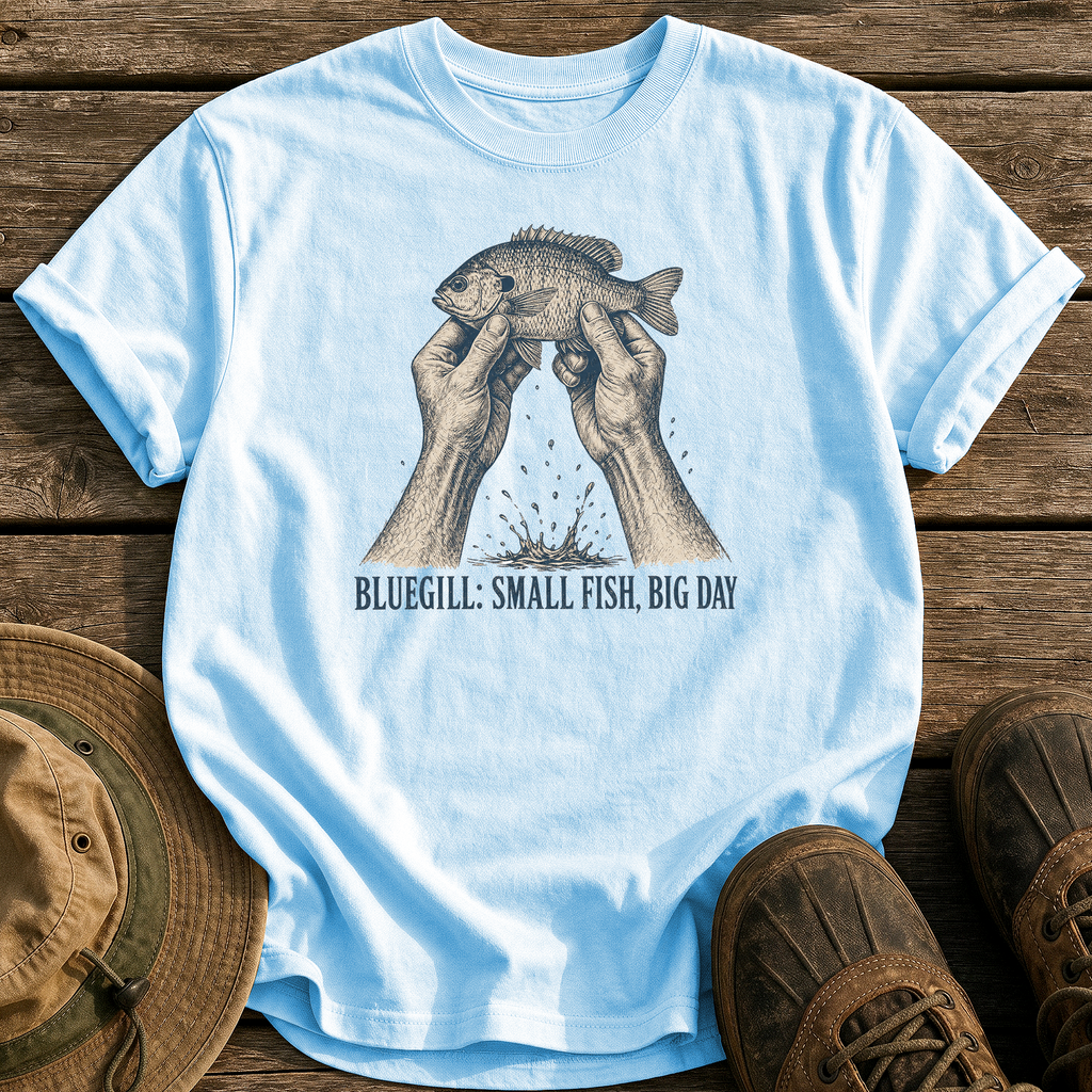 Bluegill: Small Fish, Big Day tee - Chambray - front