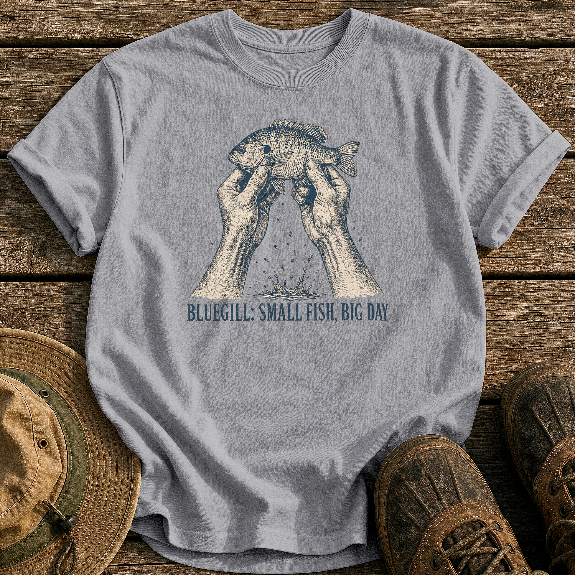 Bluegill: Small Fish, Big Day tee - Grey - front