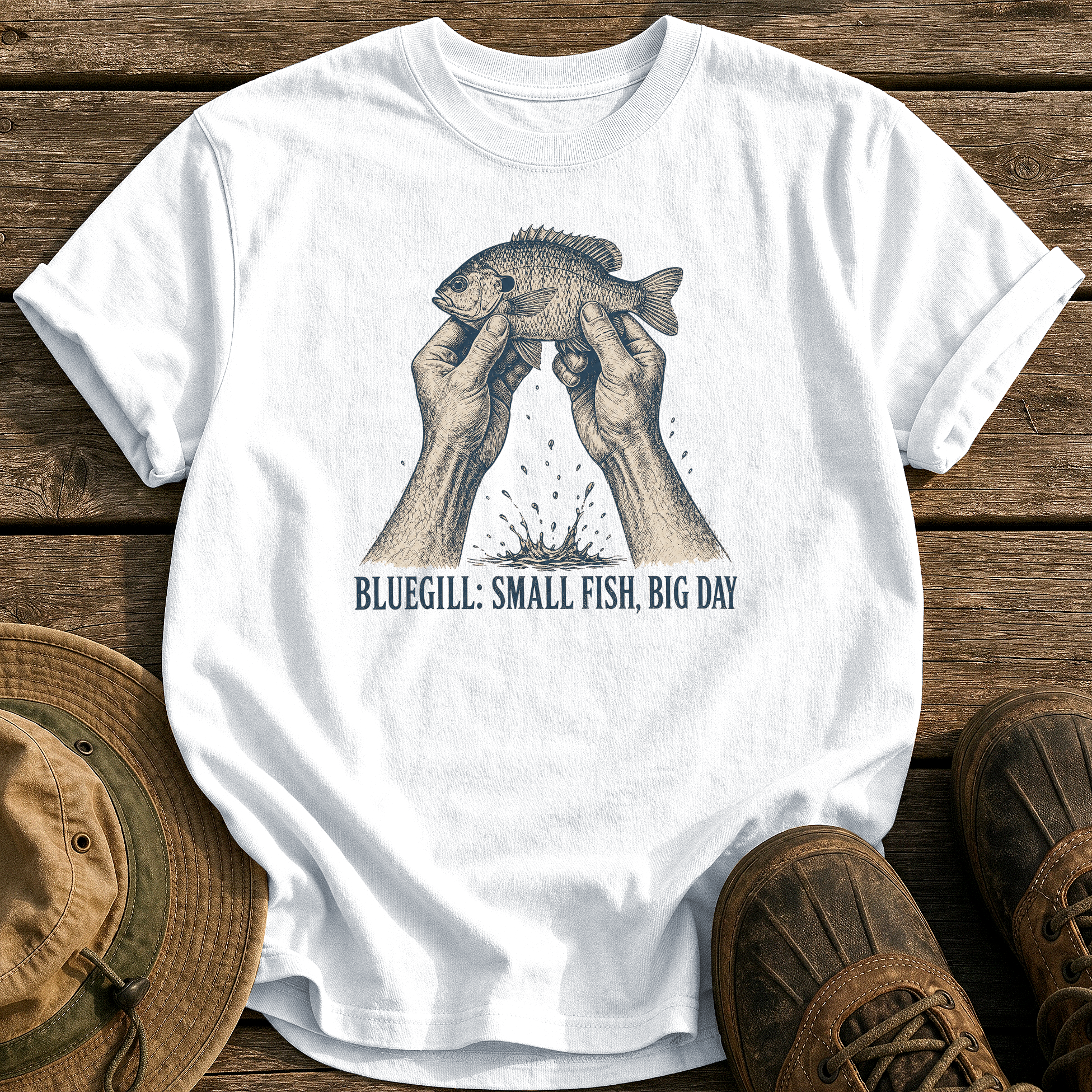 Bluegill: Small Fish, Big Day tee - White - front
