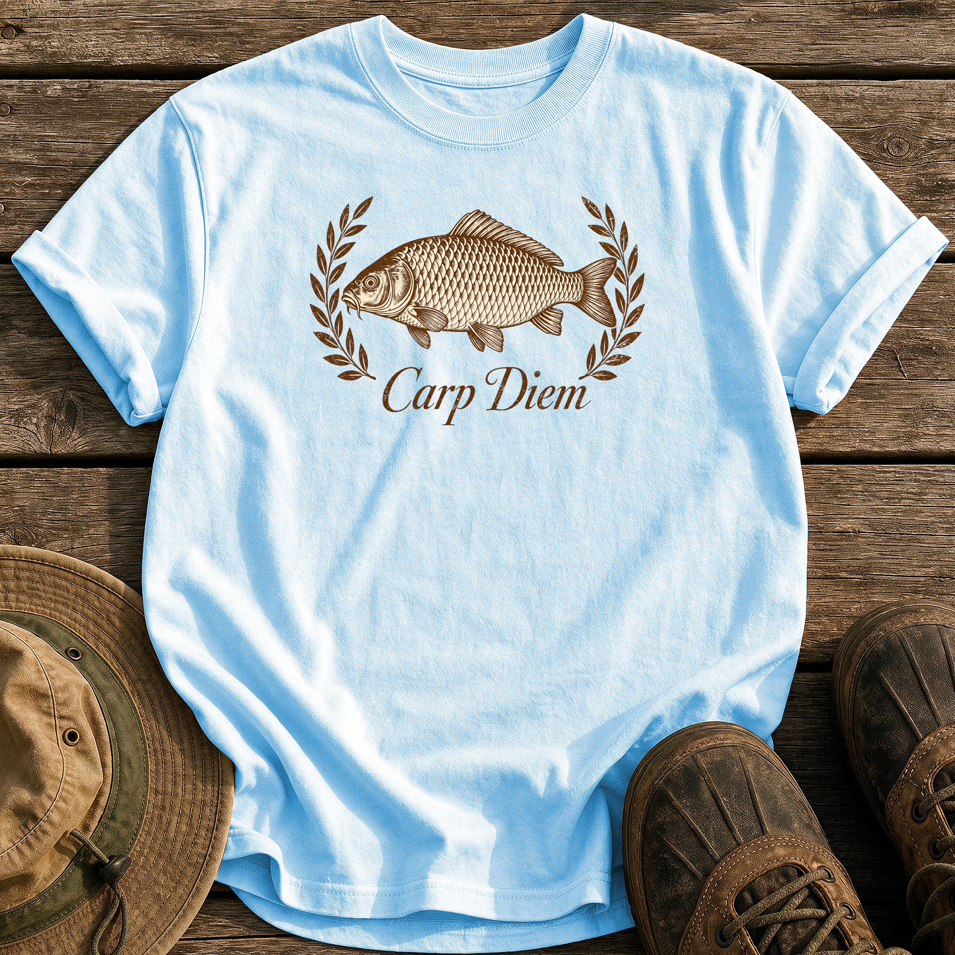 Carp Diem tee - Chambray - front