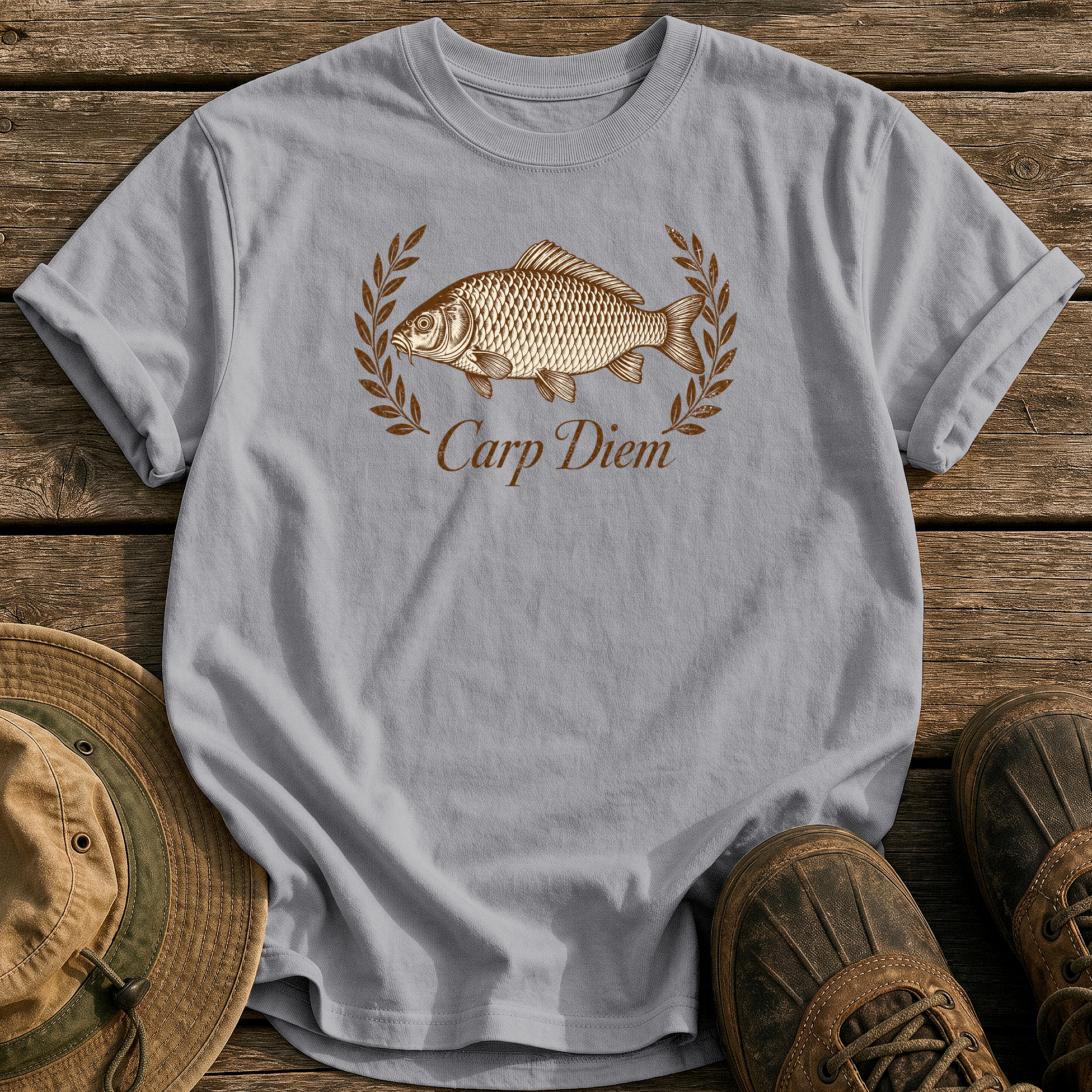 Carp Diem tee - Grey - front
