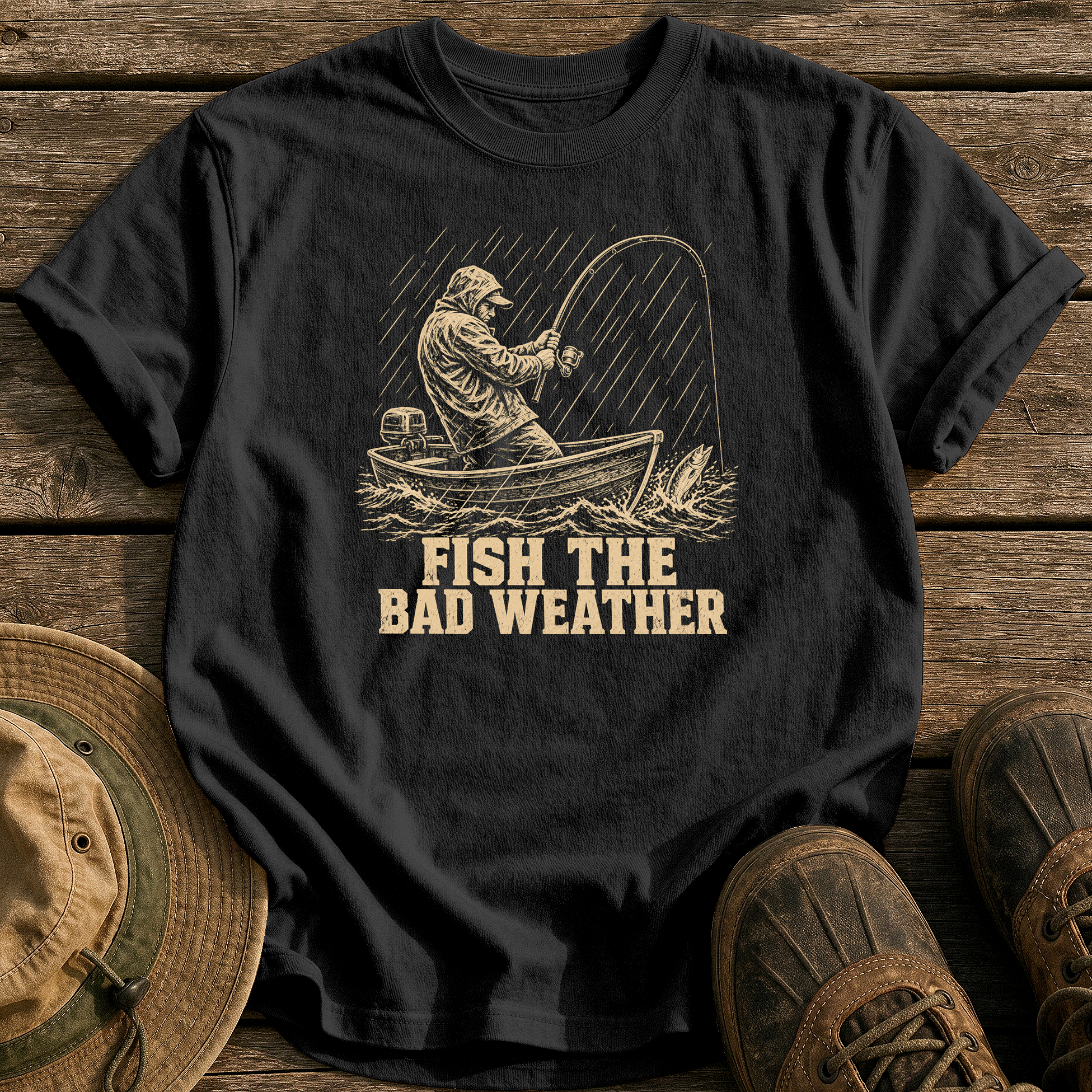 Fish the Bad Weather tee - Black - front