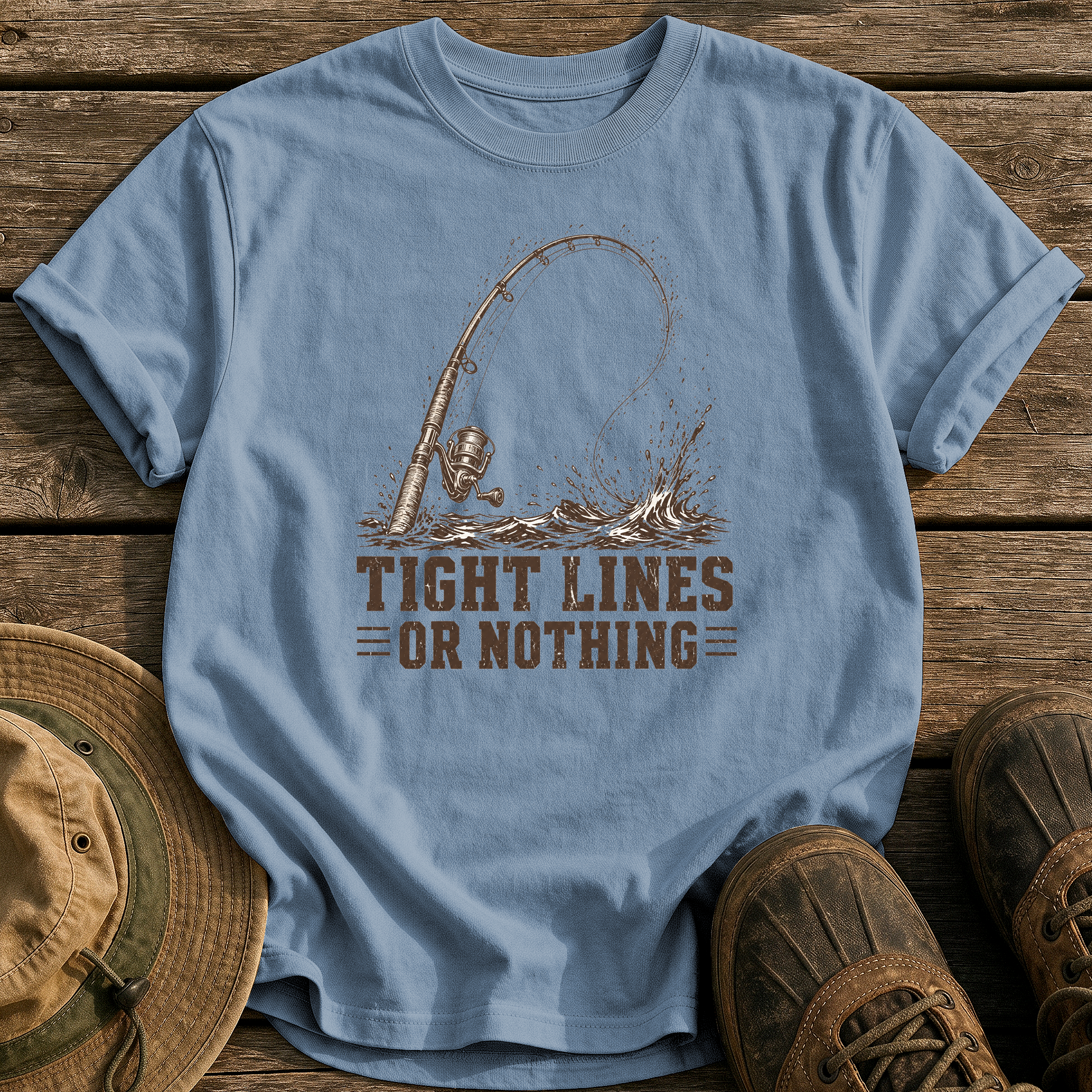 Tight Lines or Nothing tee - Blue Jean - front