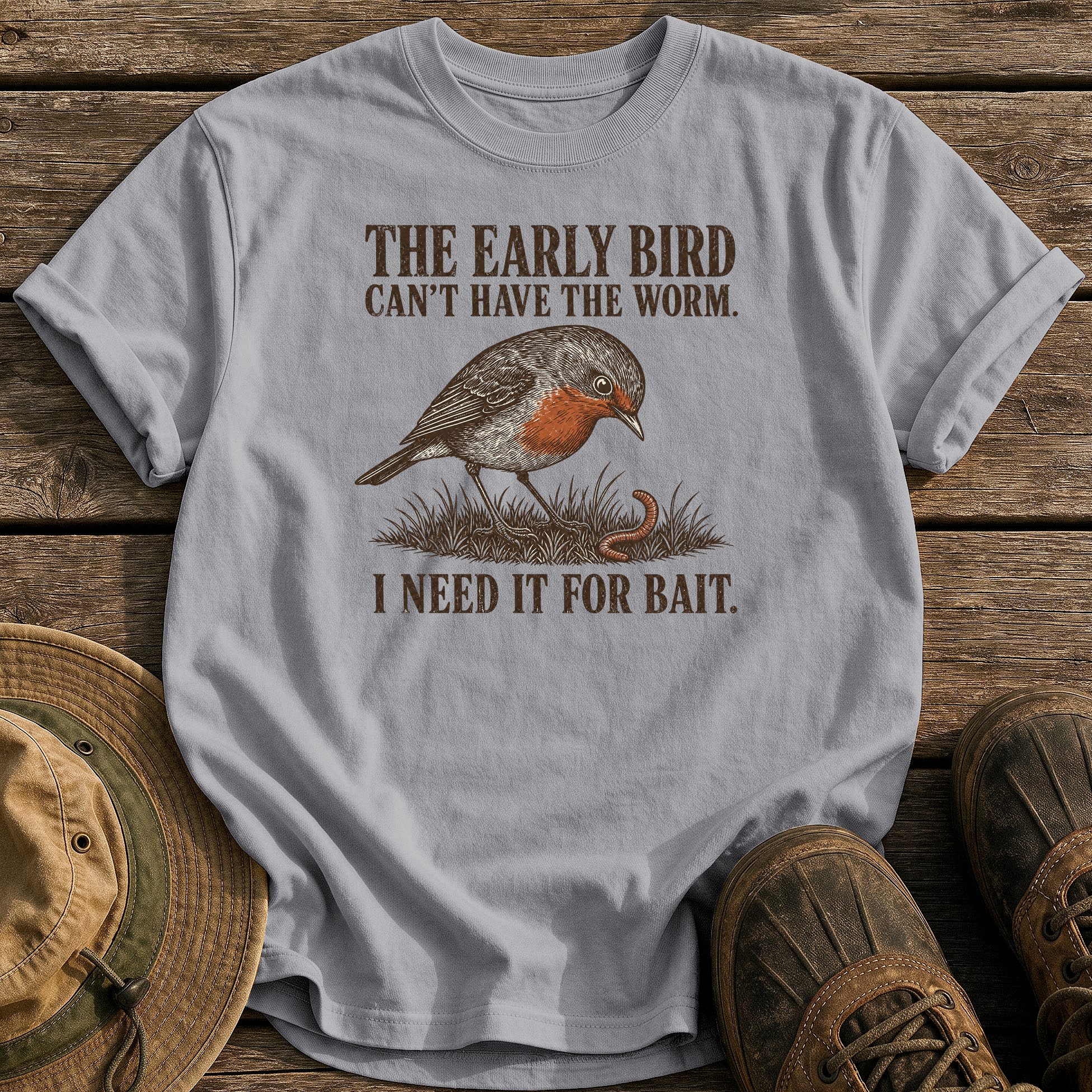 Early Bird Can't Have It tee - Grey - front