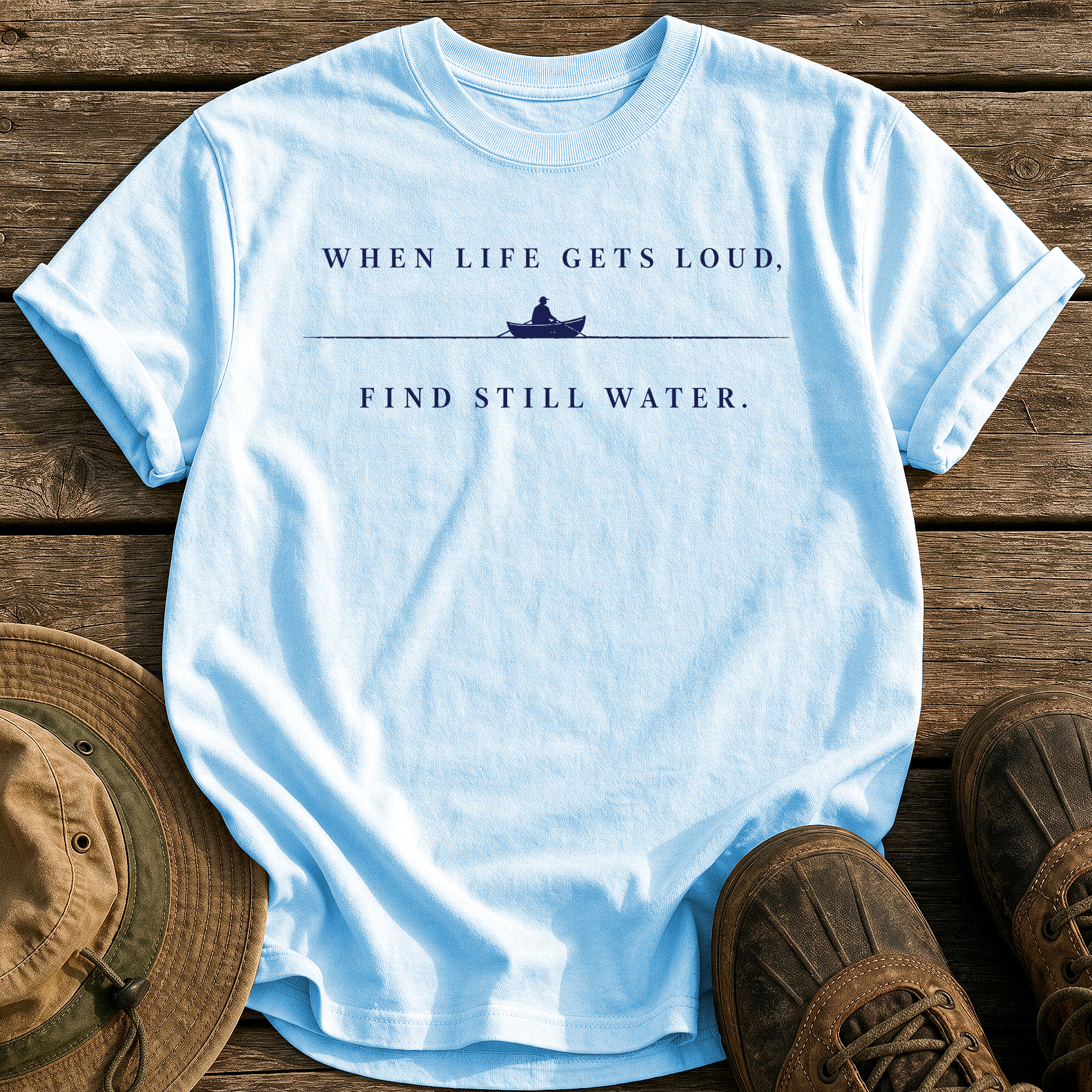 Find Still Water tee - Chambray - front