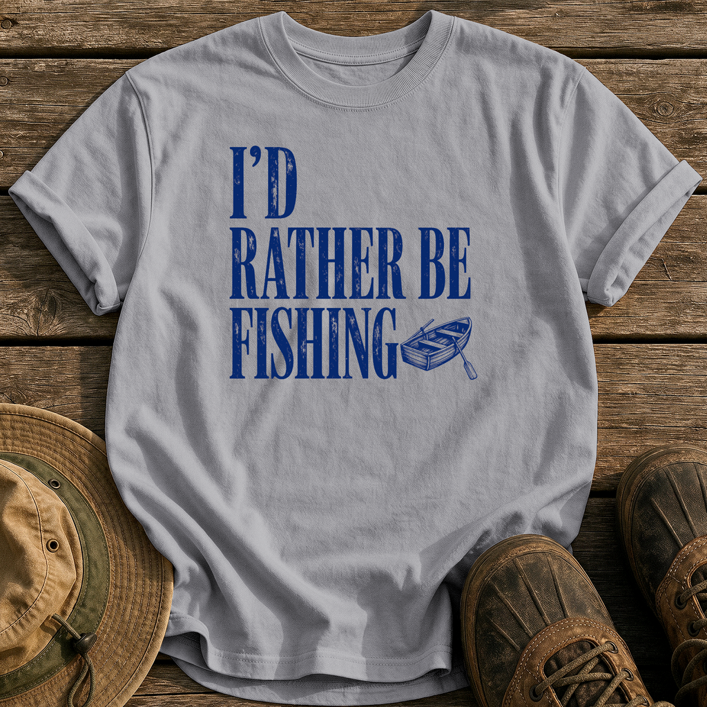 I'd Rather Be Fishing tee - Grey - front