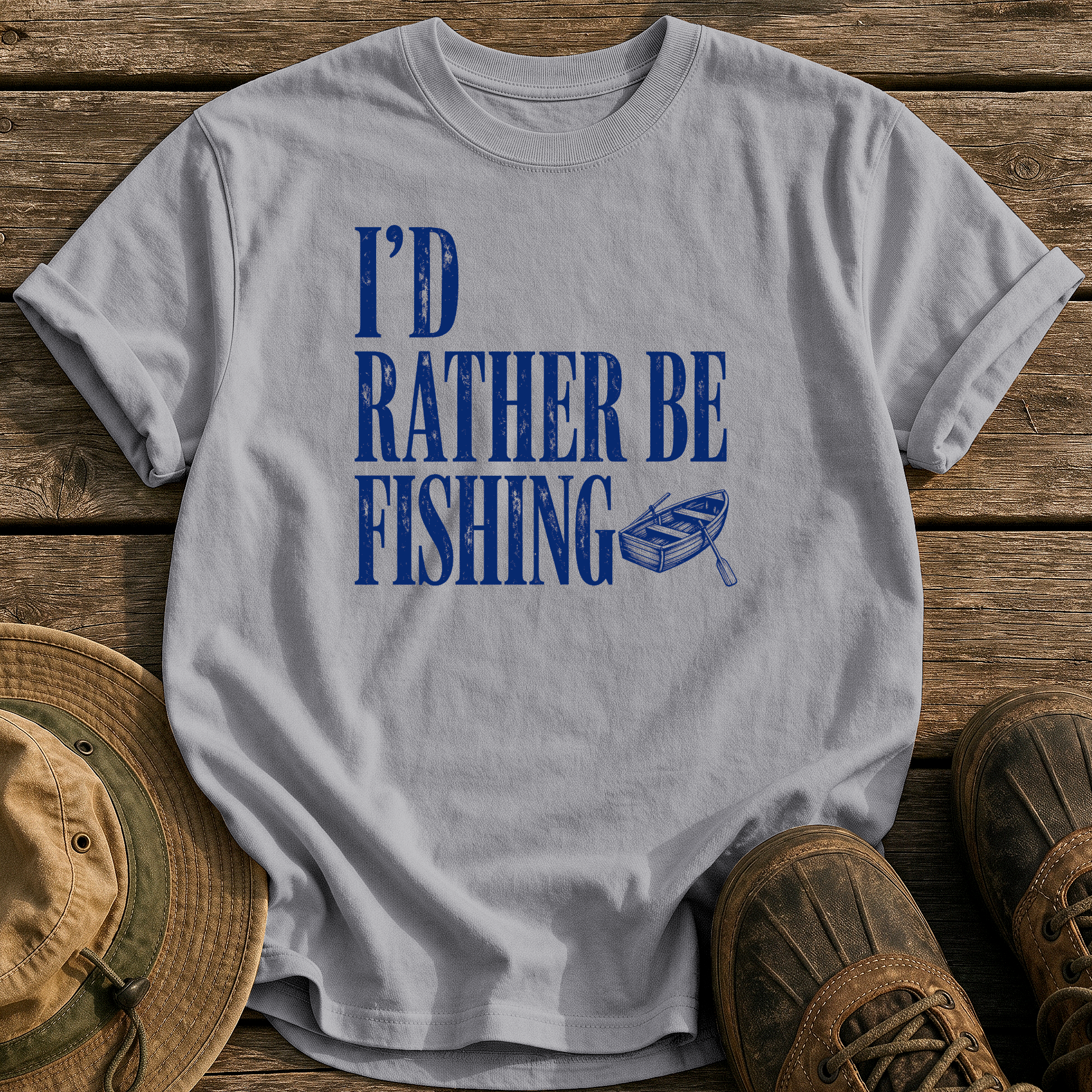 I'd Rather Be Fishing tee - Grey - front