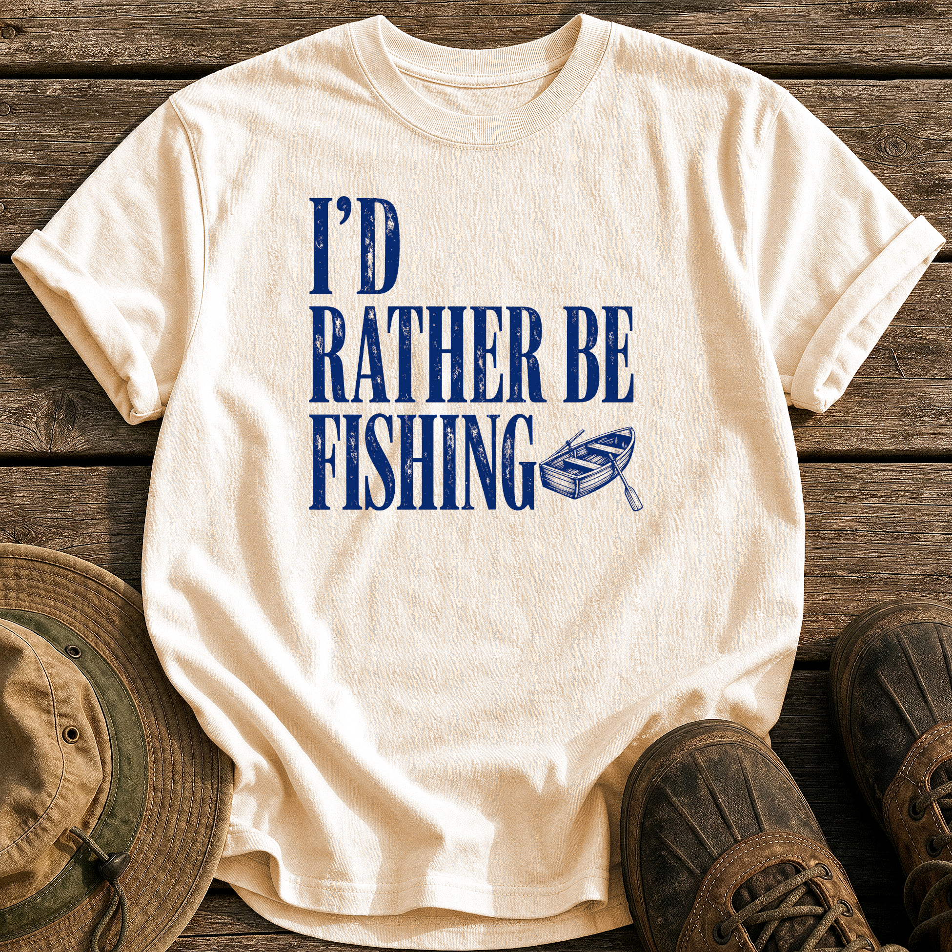 I'd Rather Be Fishing tee - Ivory - front