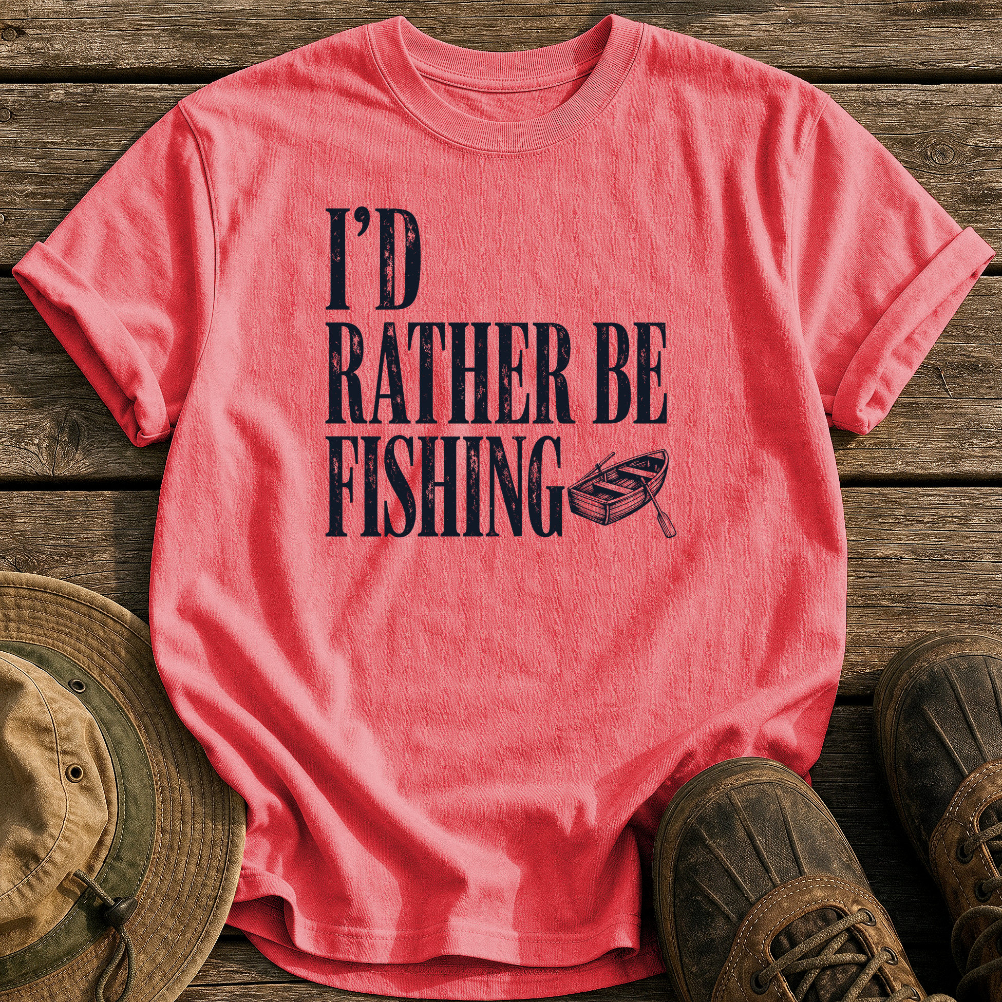 I'd Rather Be Fishing tee - Watermelon - front