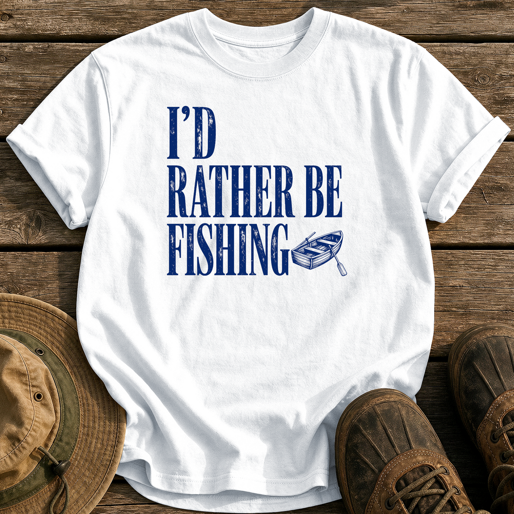 I'd Rather Be Fishing tee - White - front