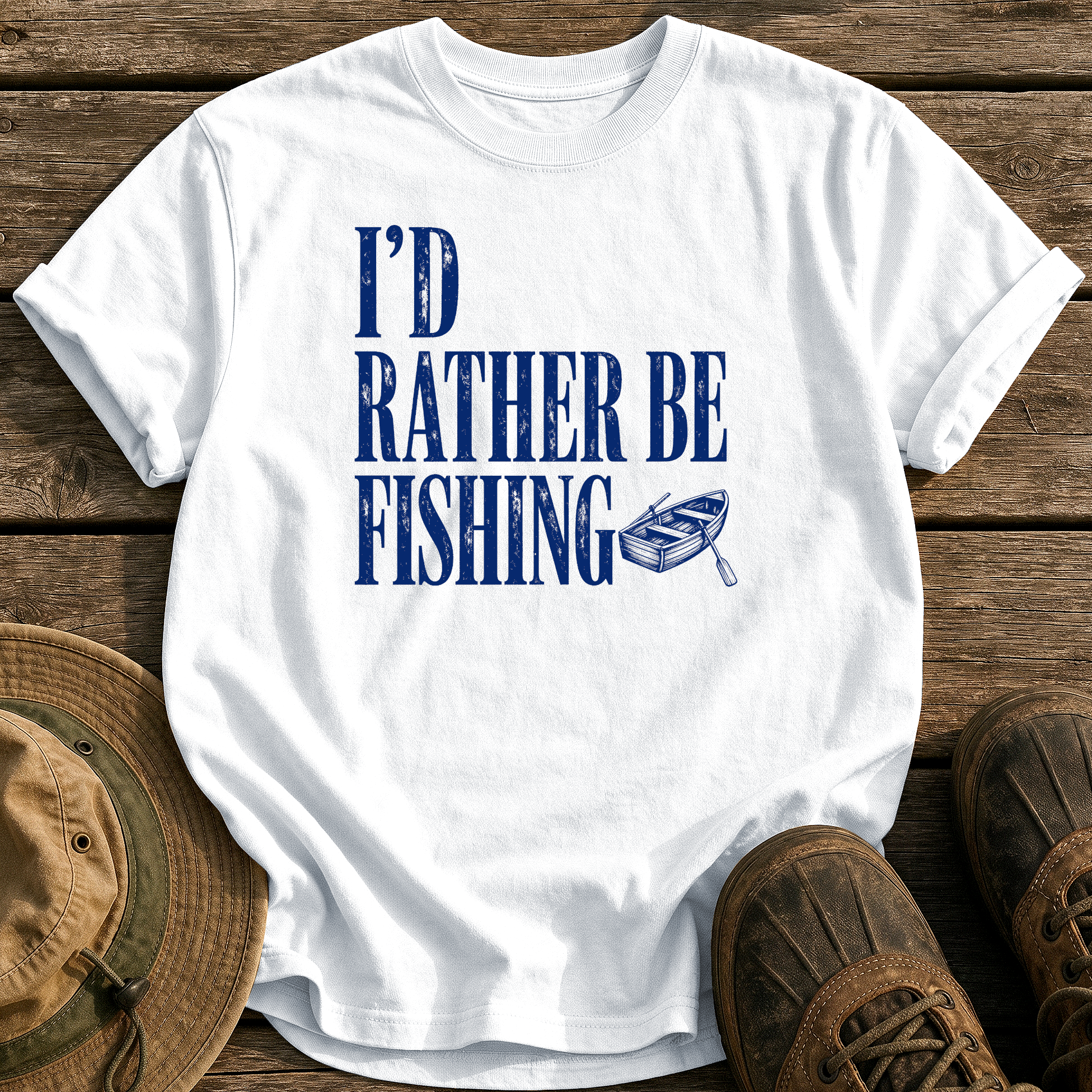 I'd Rather Be Fishing tee - White - front
