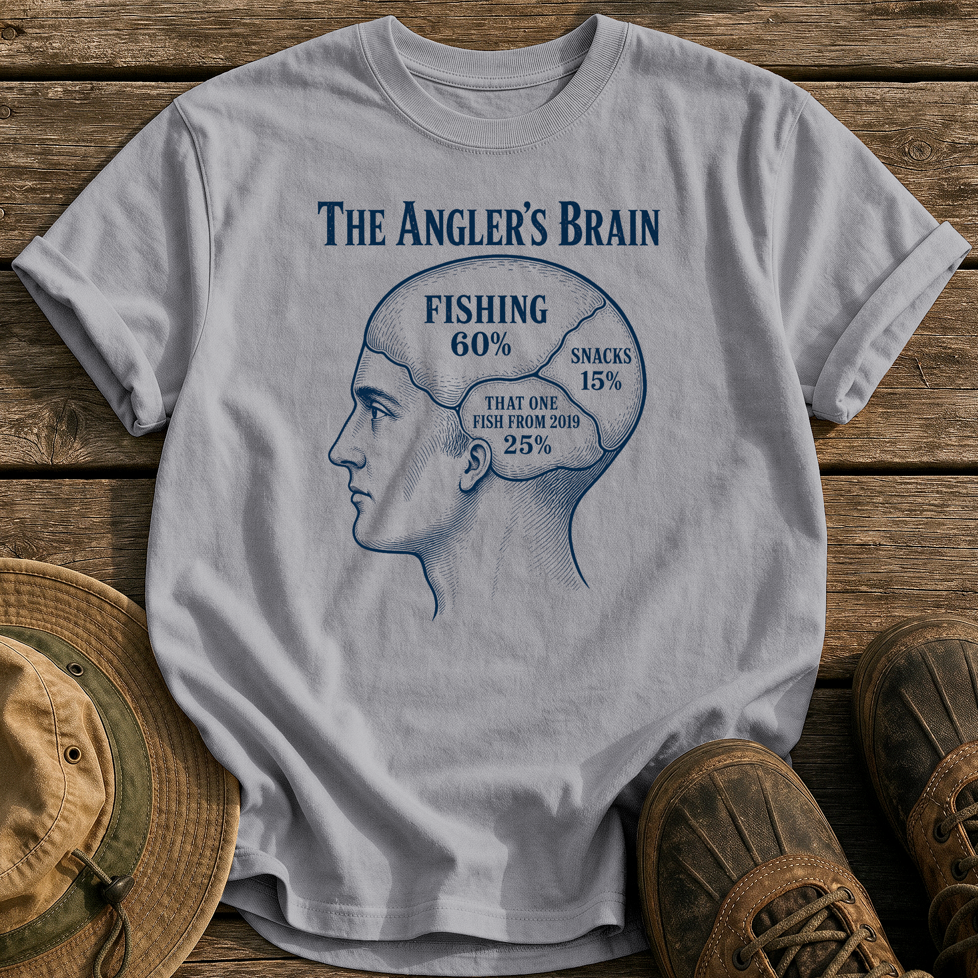 The Angler's Brain tee - Grey - front