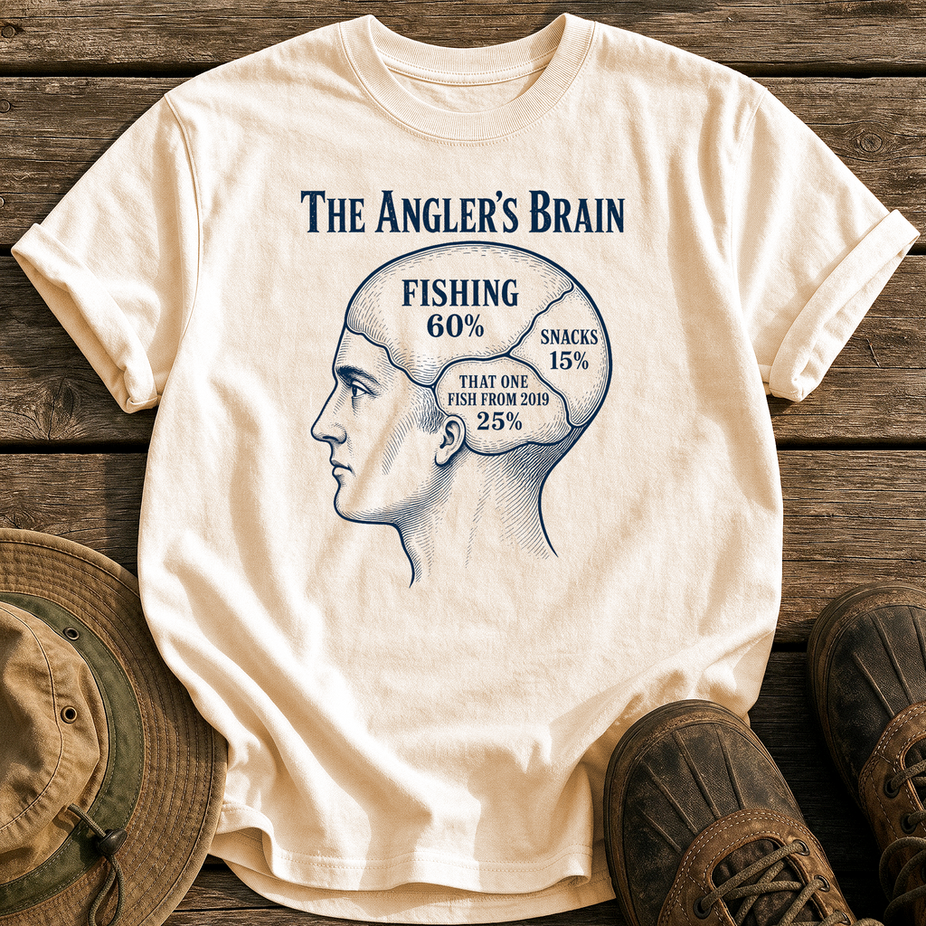 The Angler's Brain tee - Ivory - front