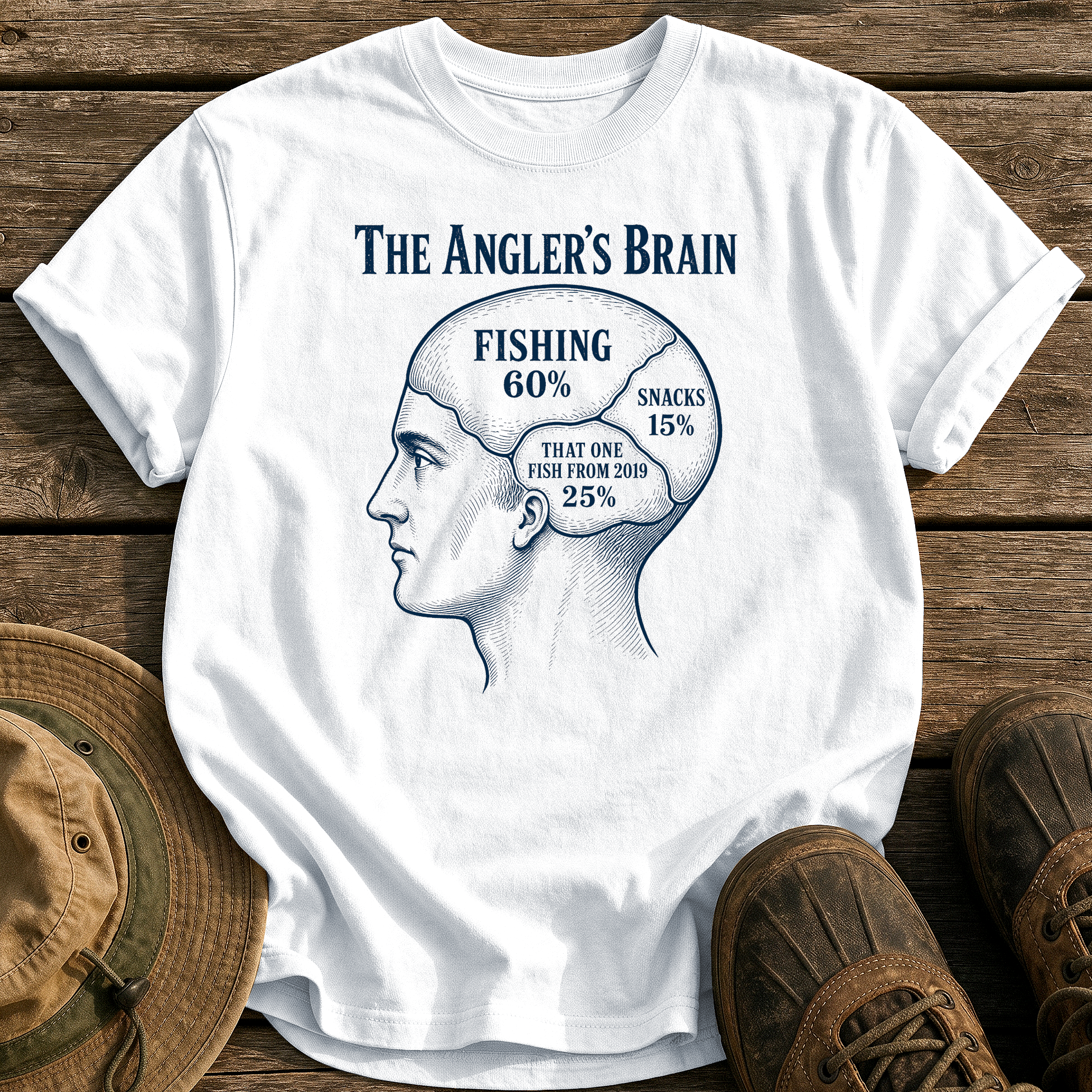 The Angler's Brain tee - White - front