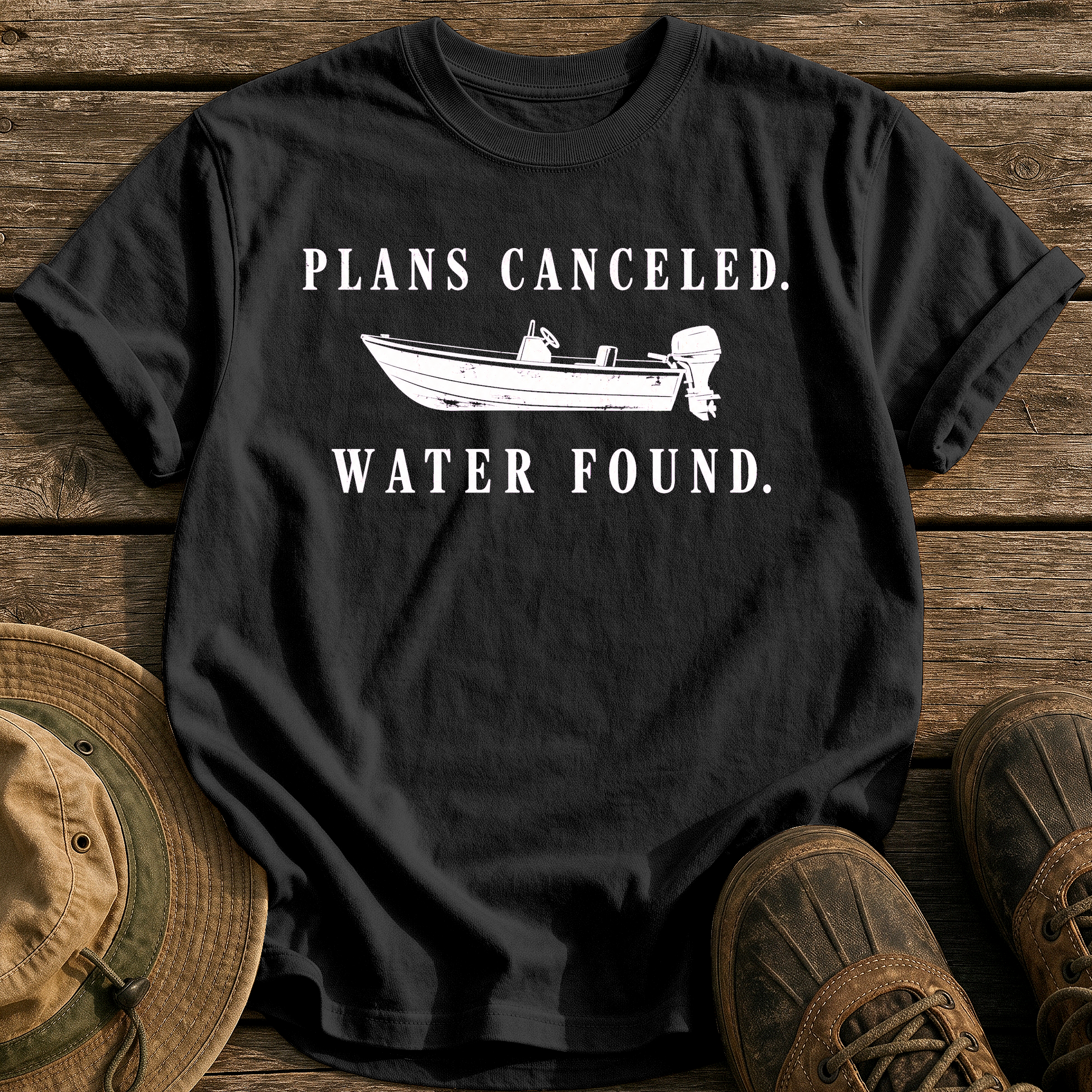 Plans Canceled. Water Found. tee - Black - front