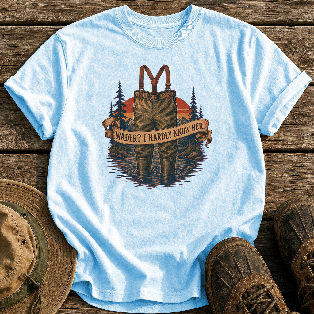 Wader? I Hardly Know Her tee - Chambray - front