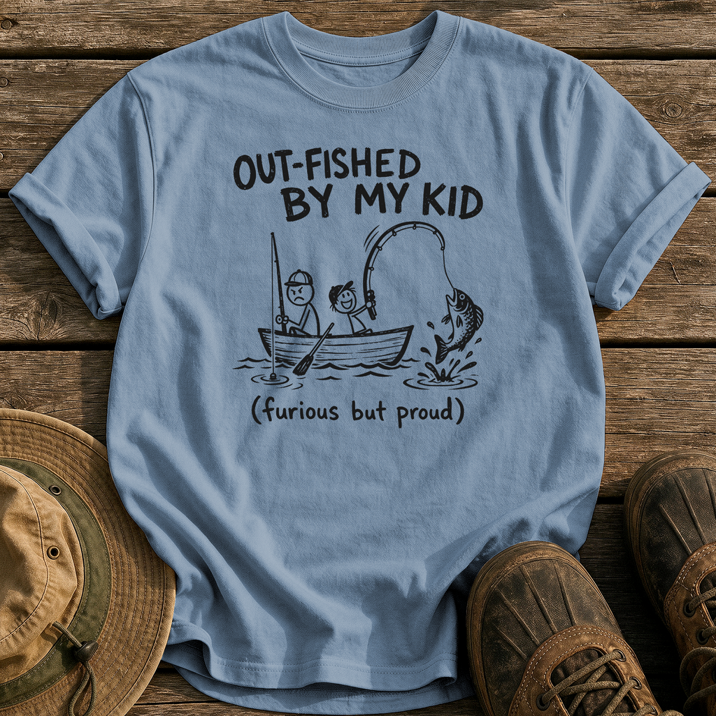 Out-Fished By My Kid tee - Blue Jean - front