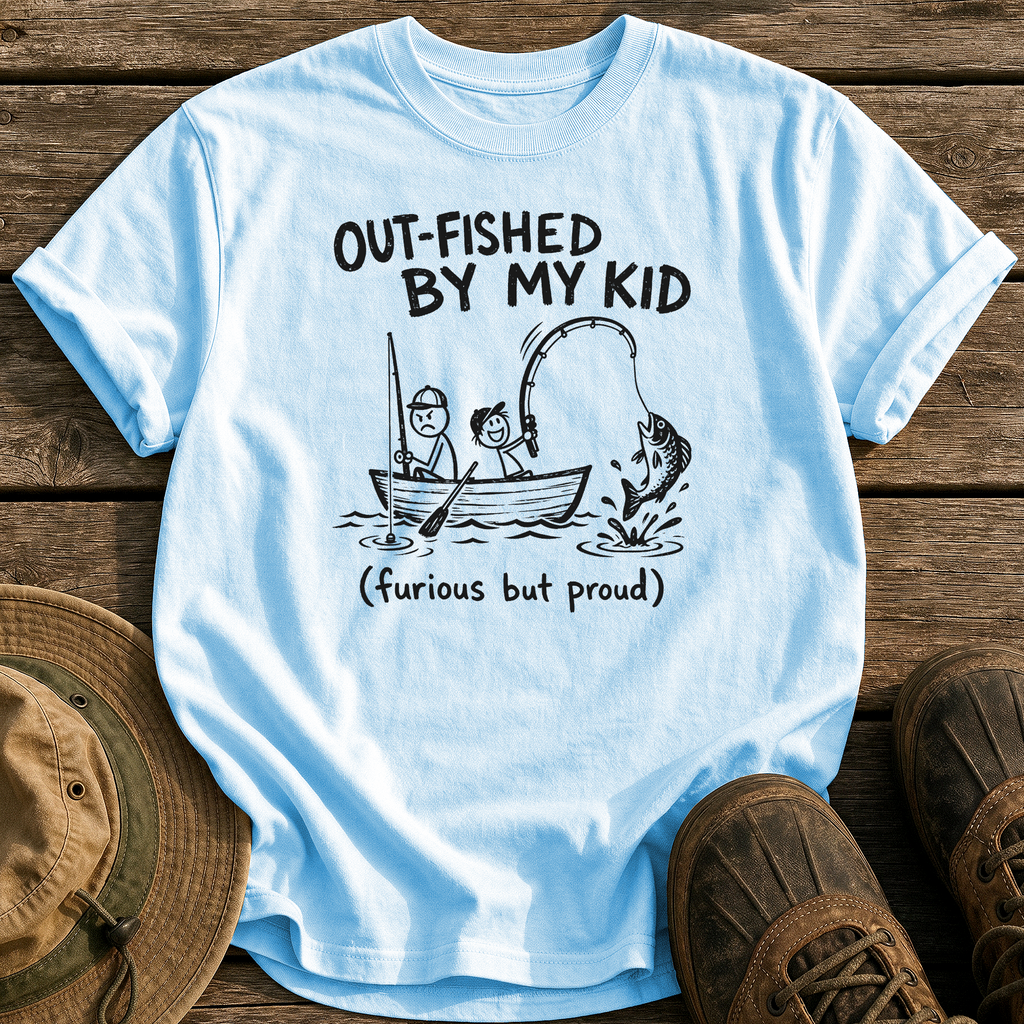 Out-Fished By My Kid tee - Chambray - front