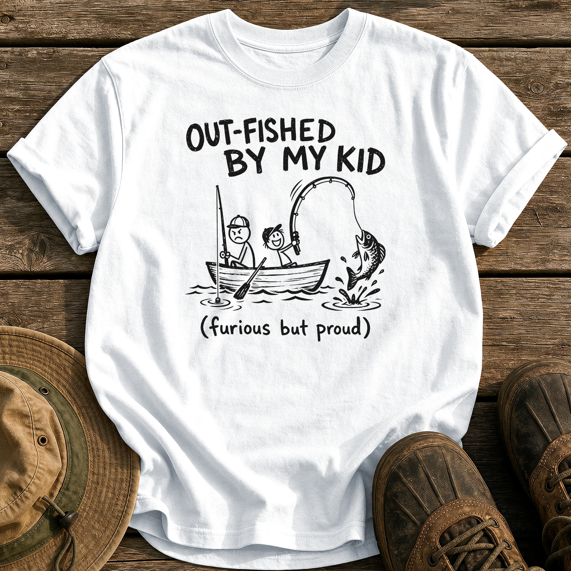 Out-Fished By My Kid tee - White - front