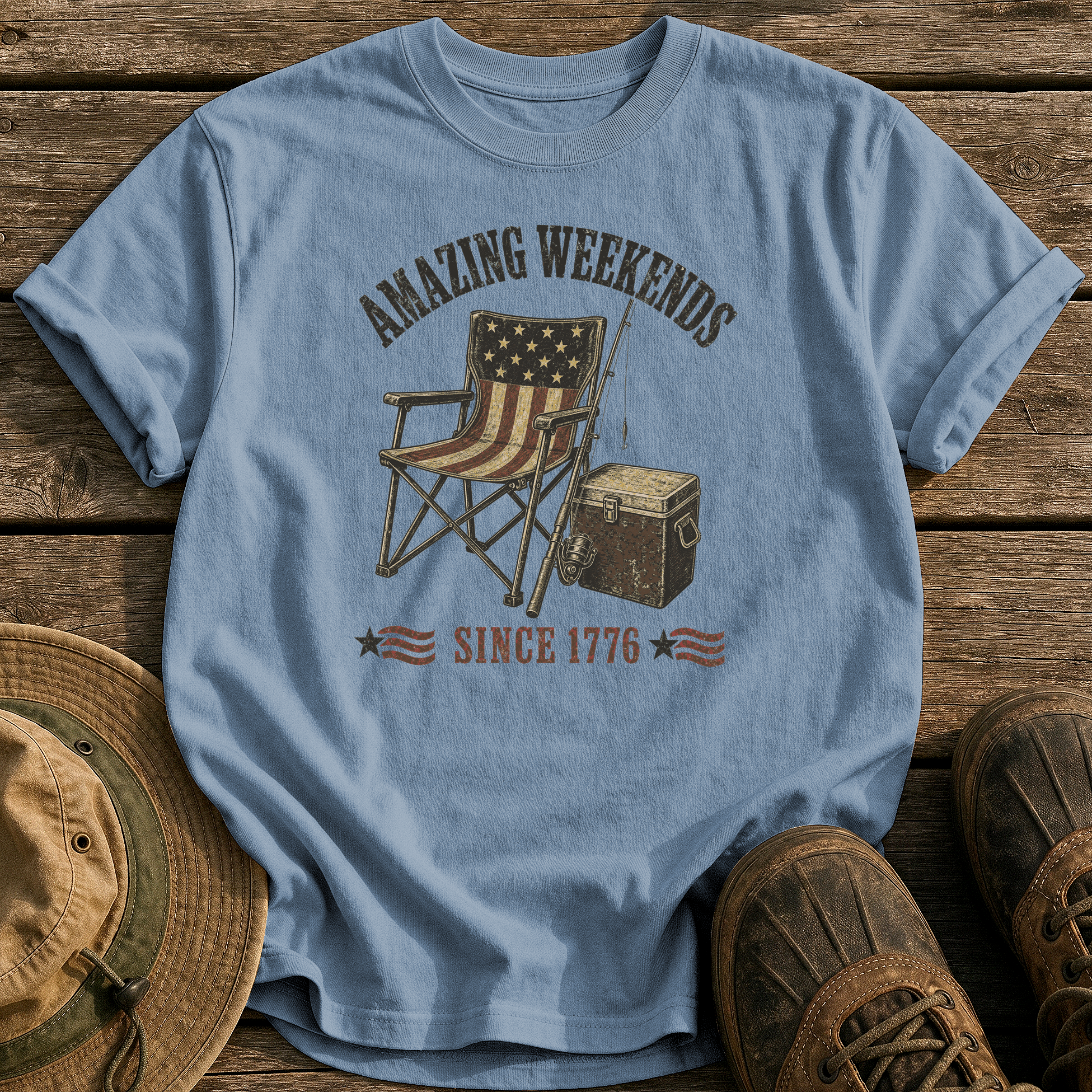 Amazing Weekends Since 1776 tee - Blue Jean - front