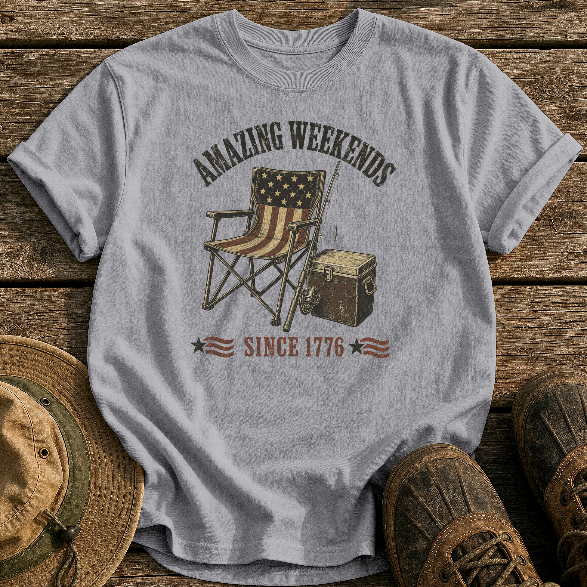 Amazing Weekends Since 1776 tee - Grey - front