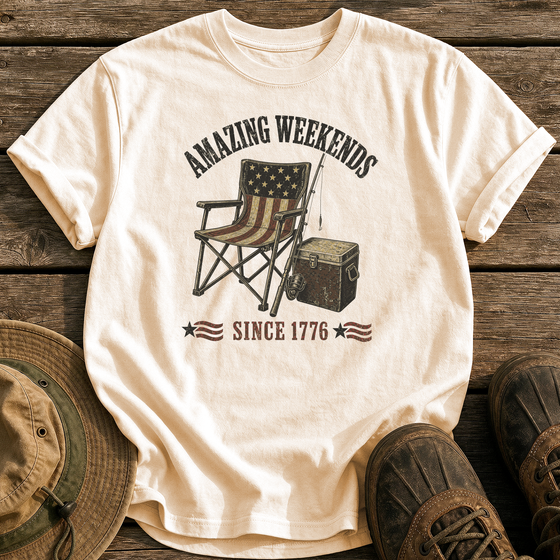 Amazing Weekends Since 1776 tee - Ivory - front