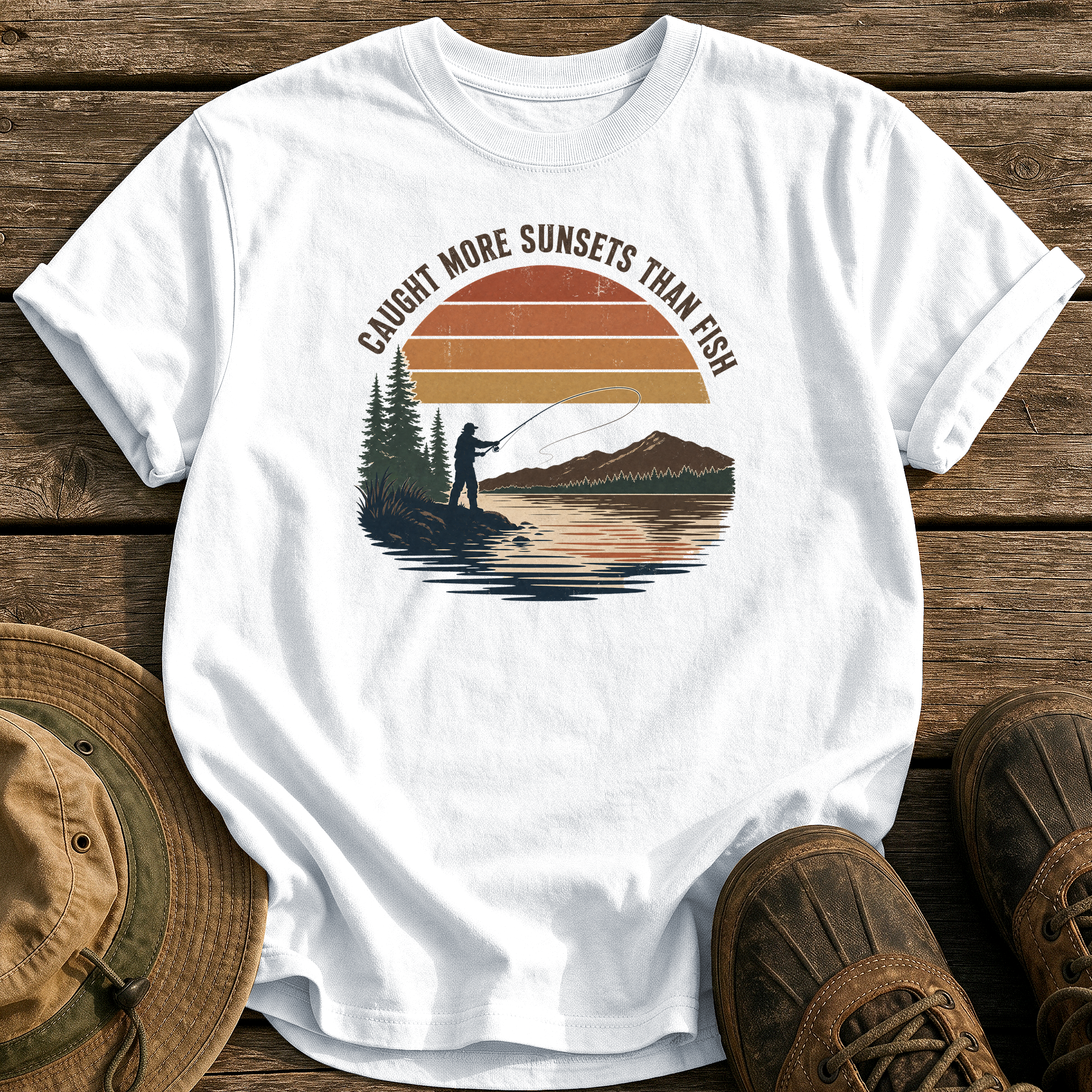 Caught More Sunsets Than Fish tee - White - front