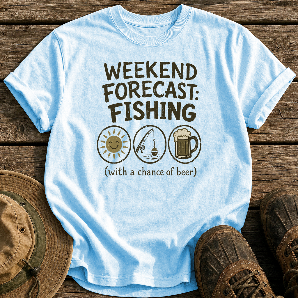 Weekend Forecast: Fishing & Beer tee - Chambray - front